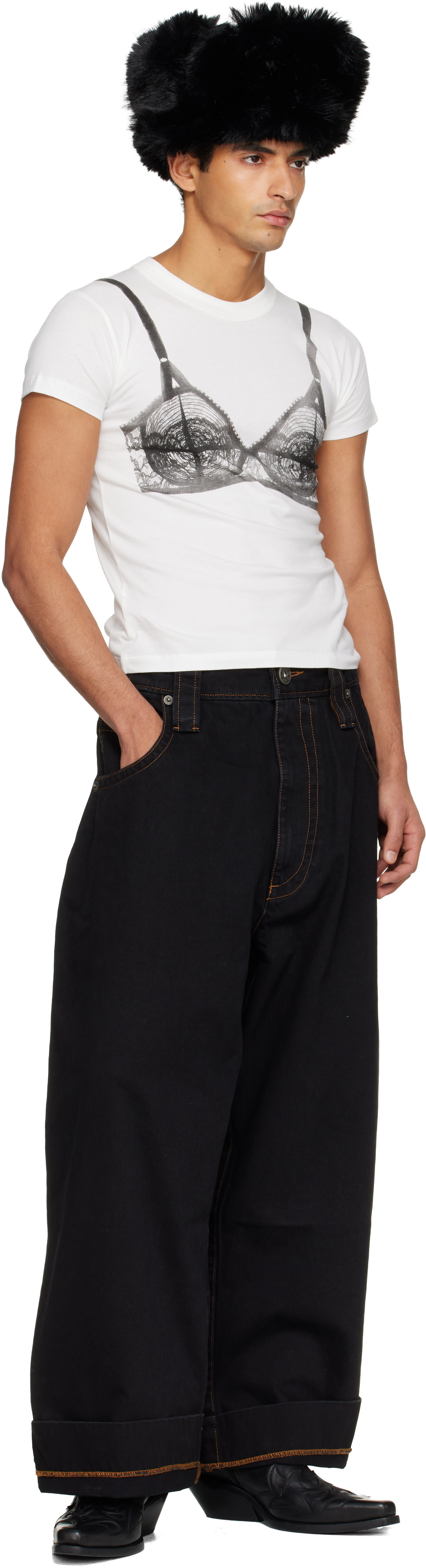VAQUERA: Black Wide-Leg Baby Jeans | SSENSE Canada