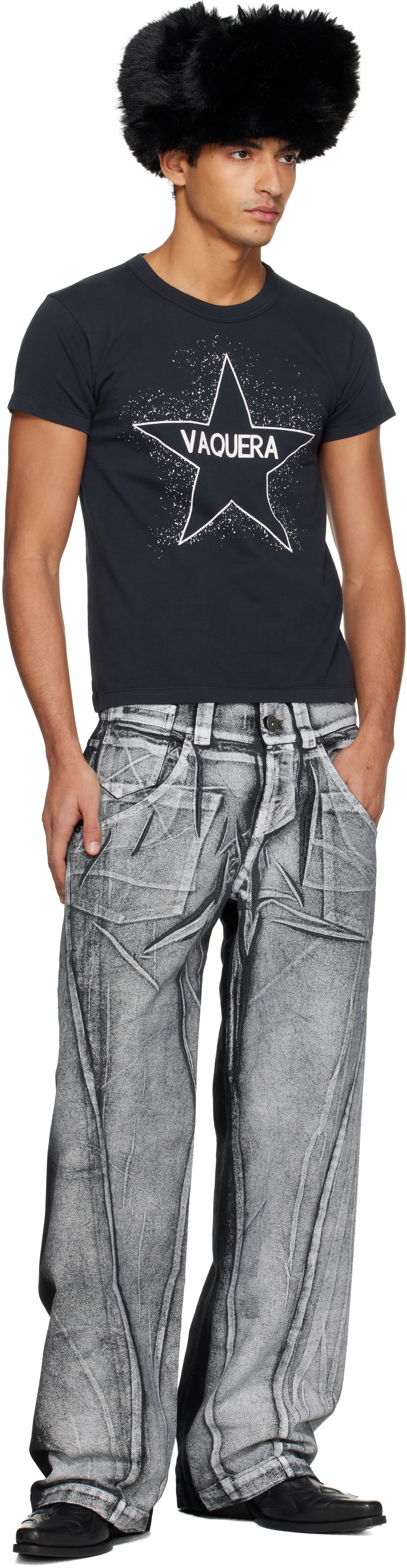 VAQUERA: Black 'Vaquera' Star T-shirt | SSENSE