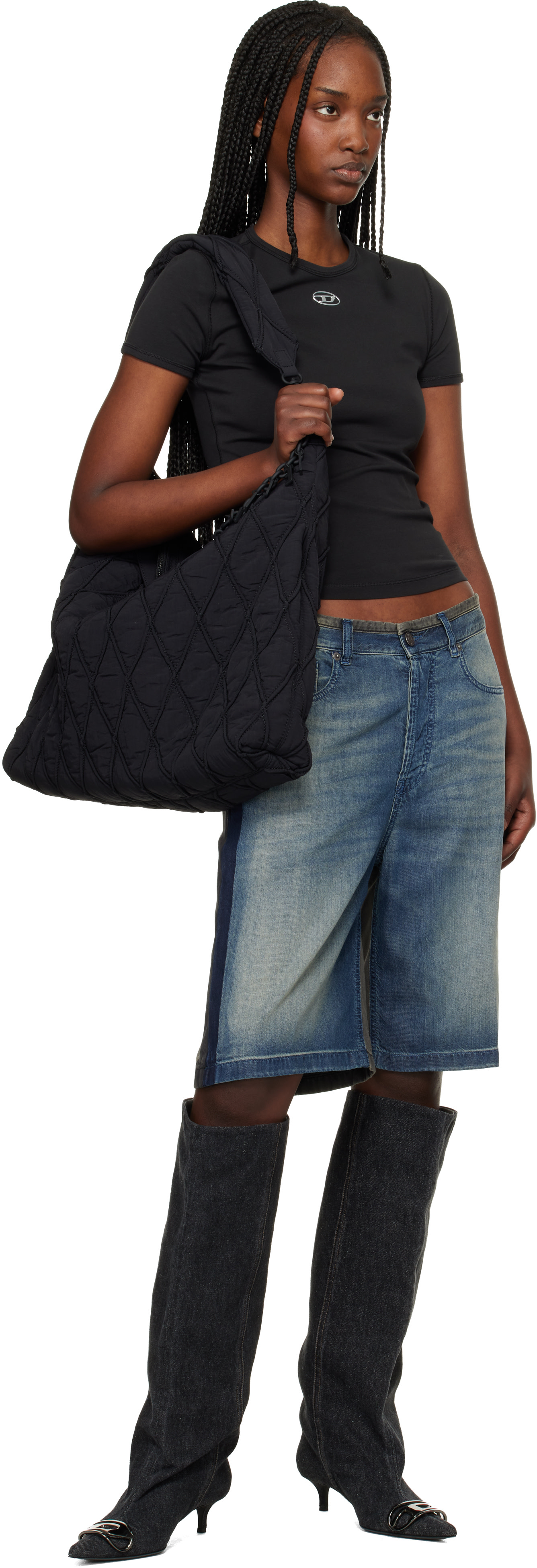 Diesel - Sac noir à breloques à logo