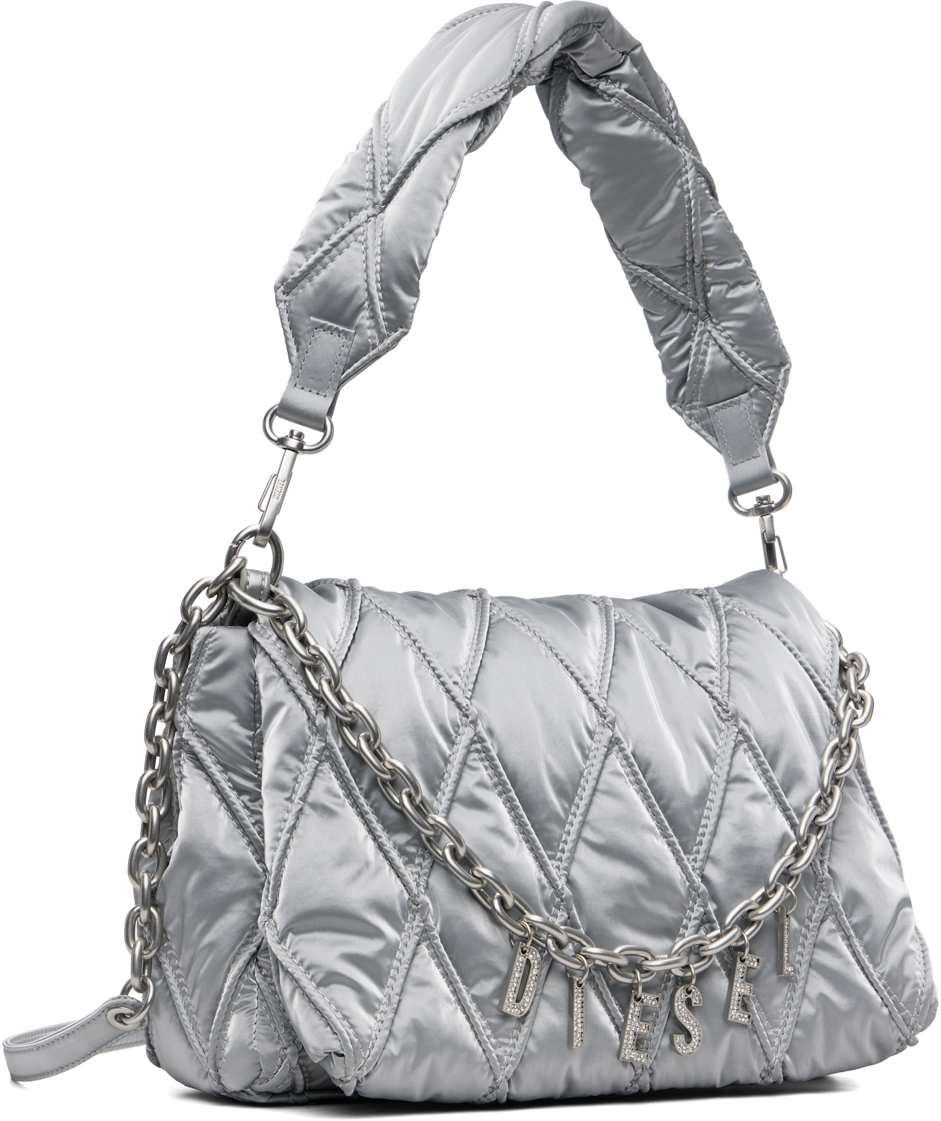 DIESEL ハンドバッグ　シルバー Diesel: シルバー Charm-D M ショルダーバッグ | SSENSE 日本