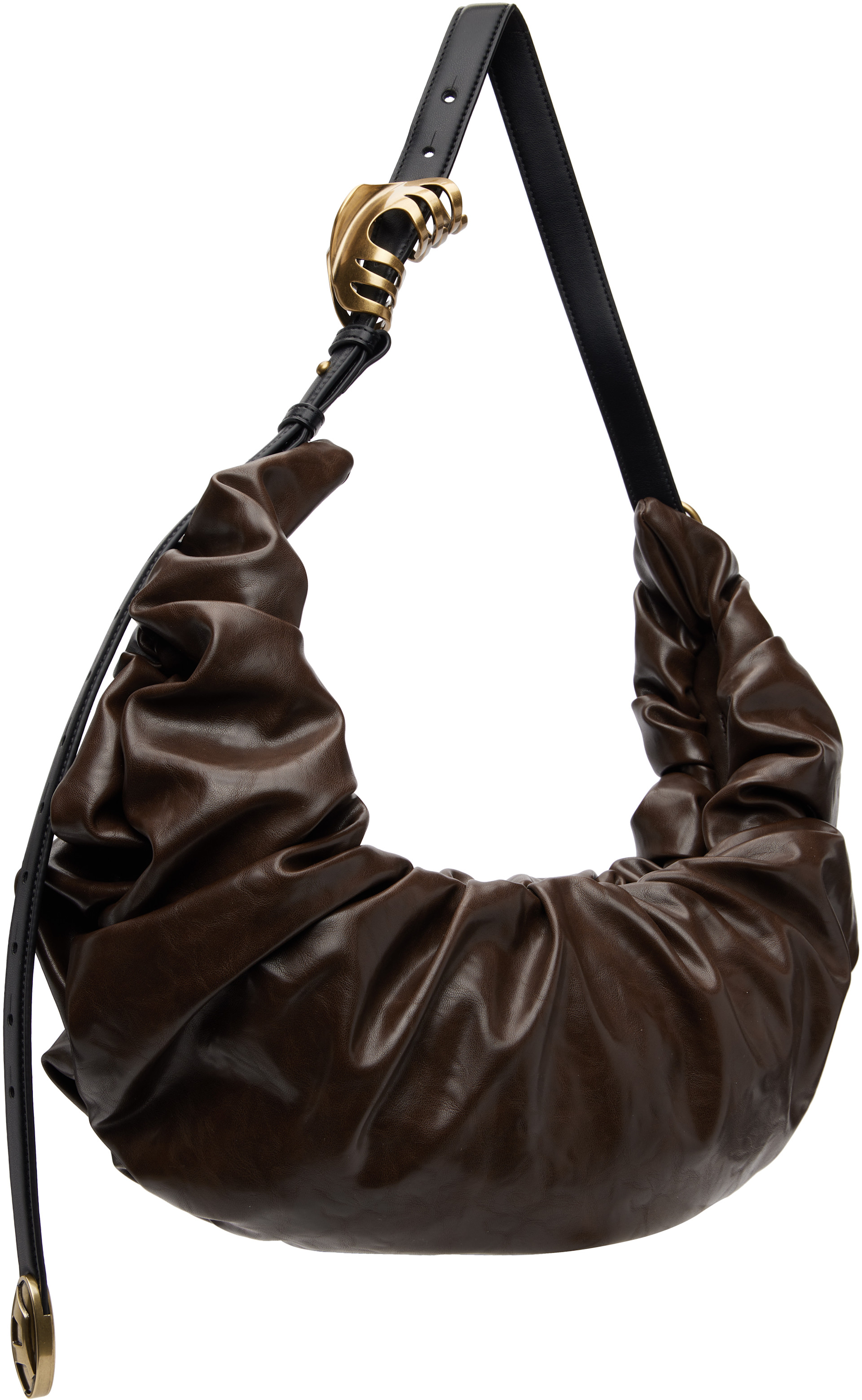 Diesel: Brown Grab-D-Large Scrunched Bag | SSENSE Denmark