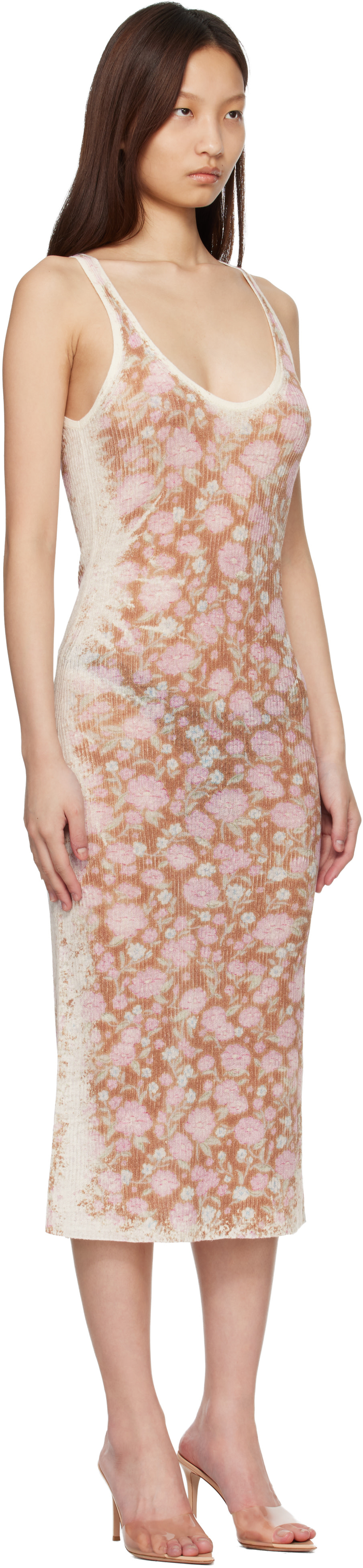 Diesel - Robe midi Blom rose et beige