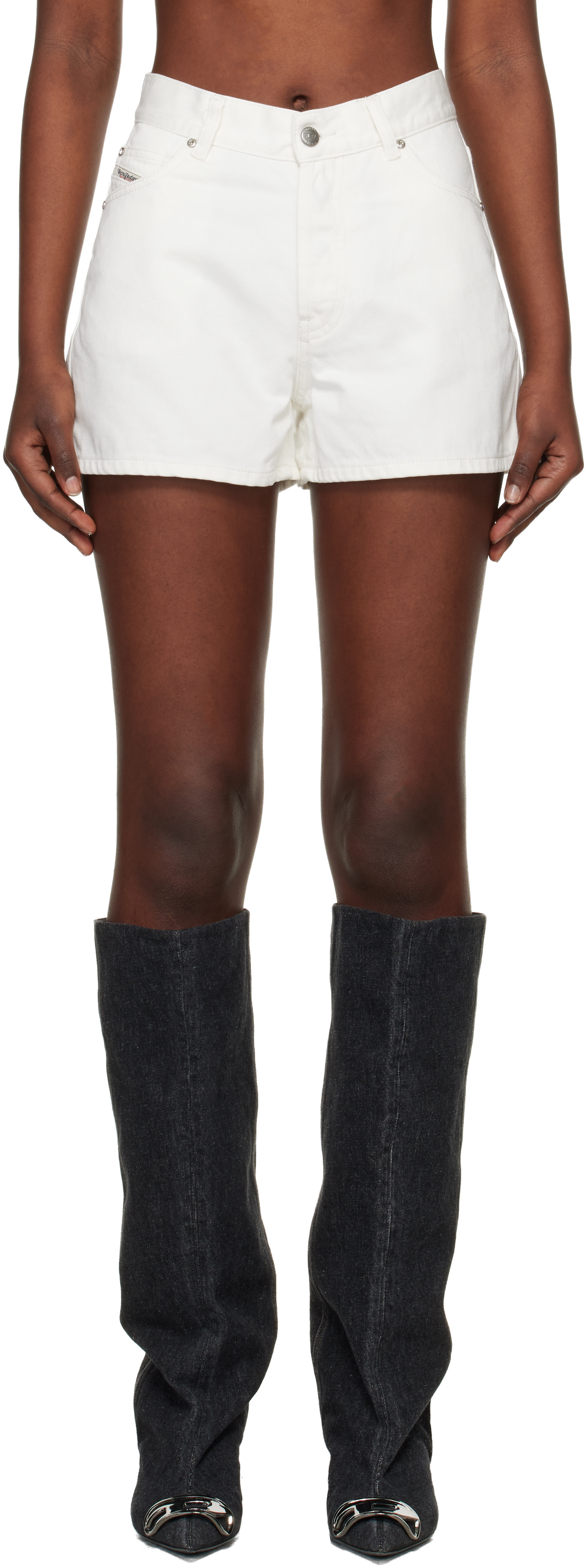 Diesel - Short Helios blanc en denim