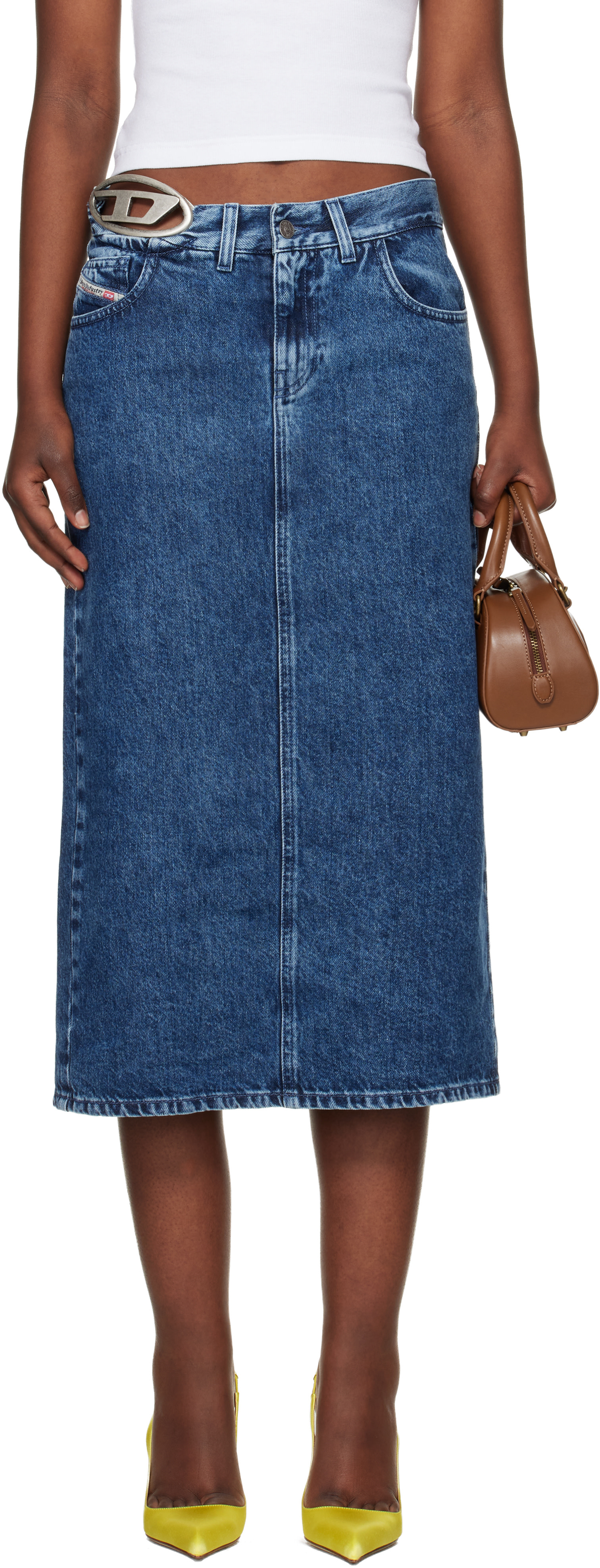 Diesel - Blue De-Skye-S1 Denim Midi Skirt