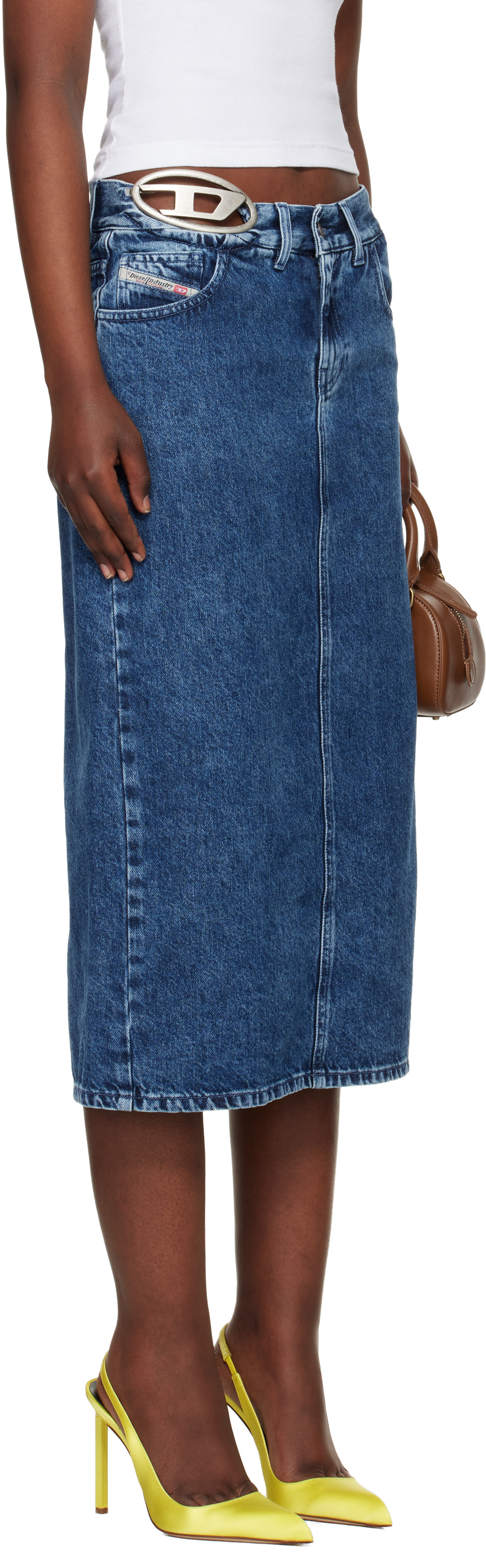 Diesel - Blue De-Skye-S1 Denim Midi Skirt
