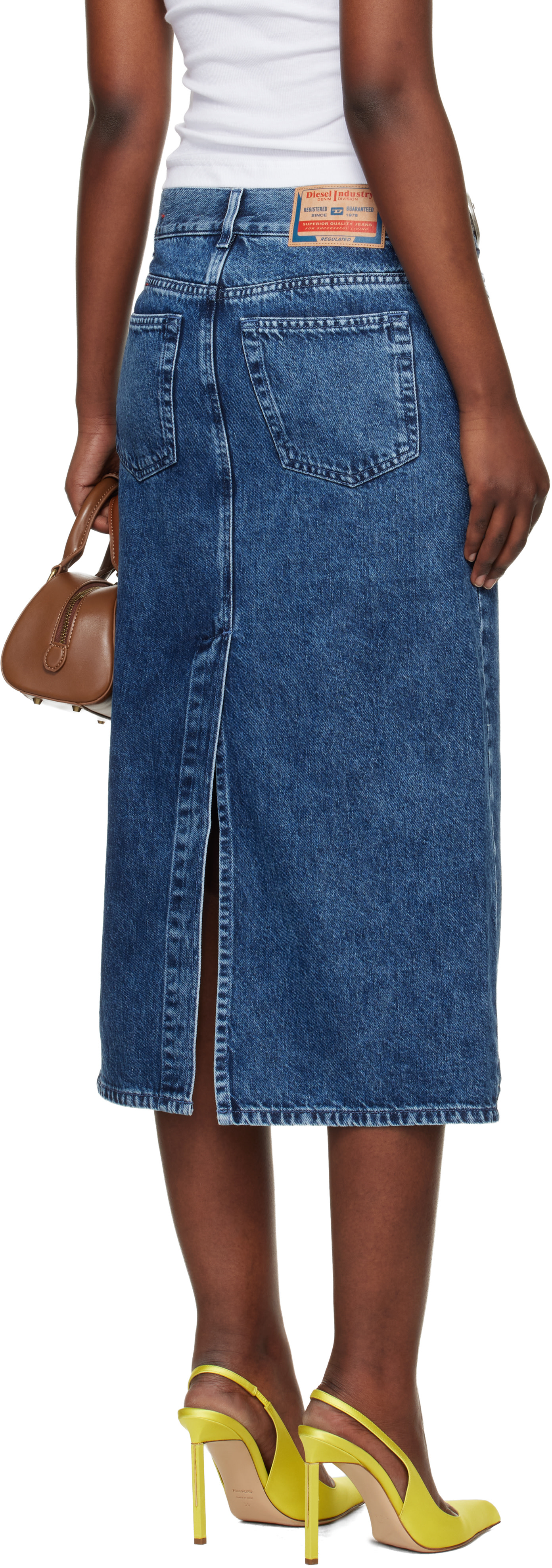 Diesel - Blue De-Skye-S1 Denim Midi Skirt