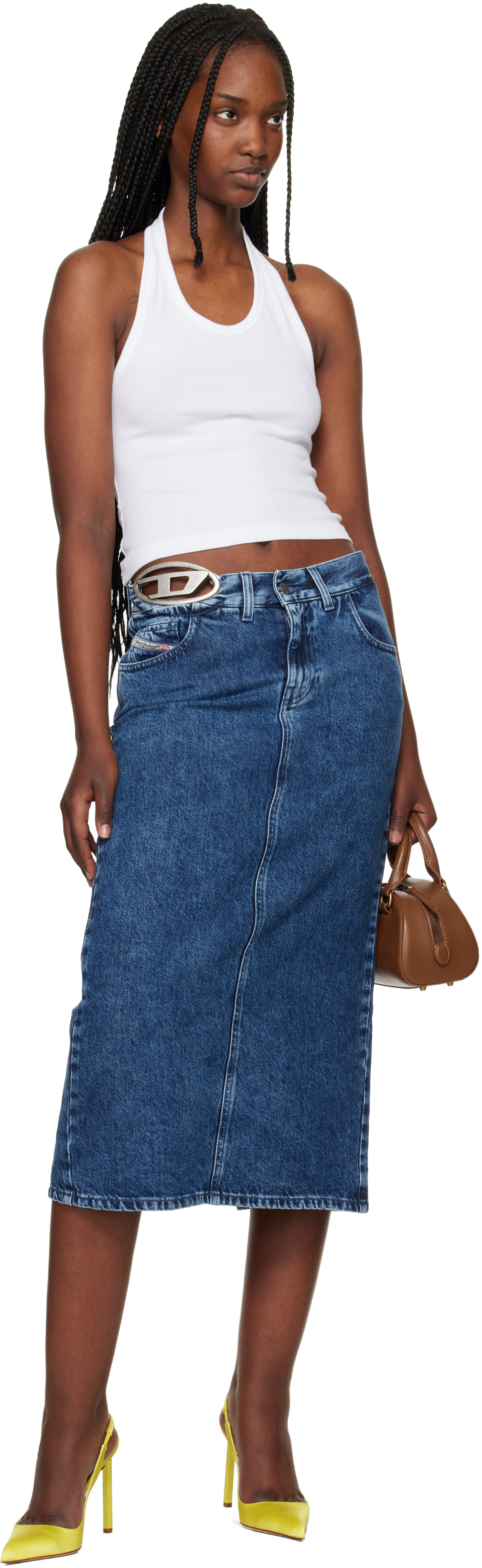 Diesel - Blue De-Skye-S1 Denim Midi Skirt