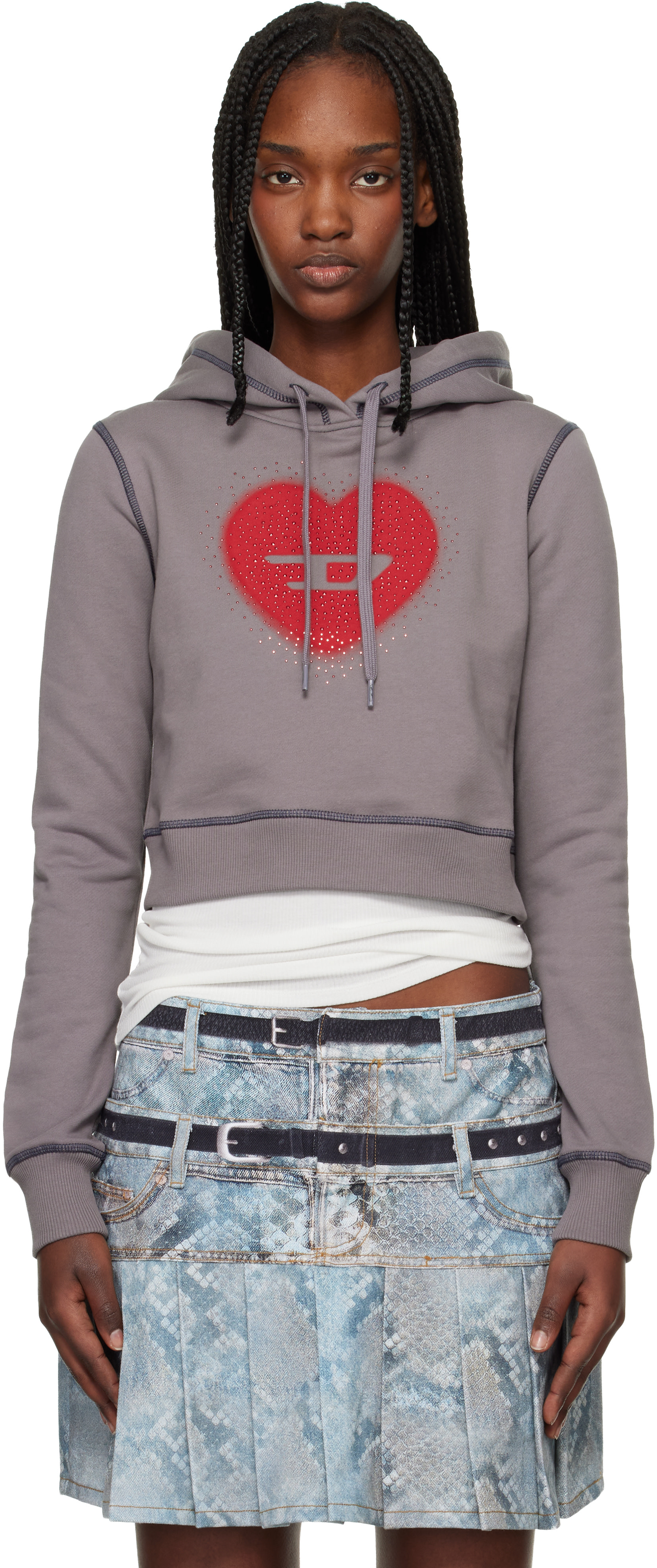 Diesel - Pull à capuche F-Slimmy-S5 gris