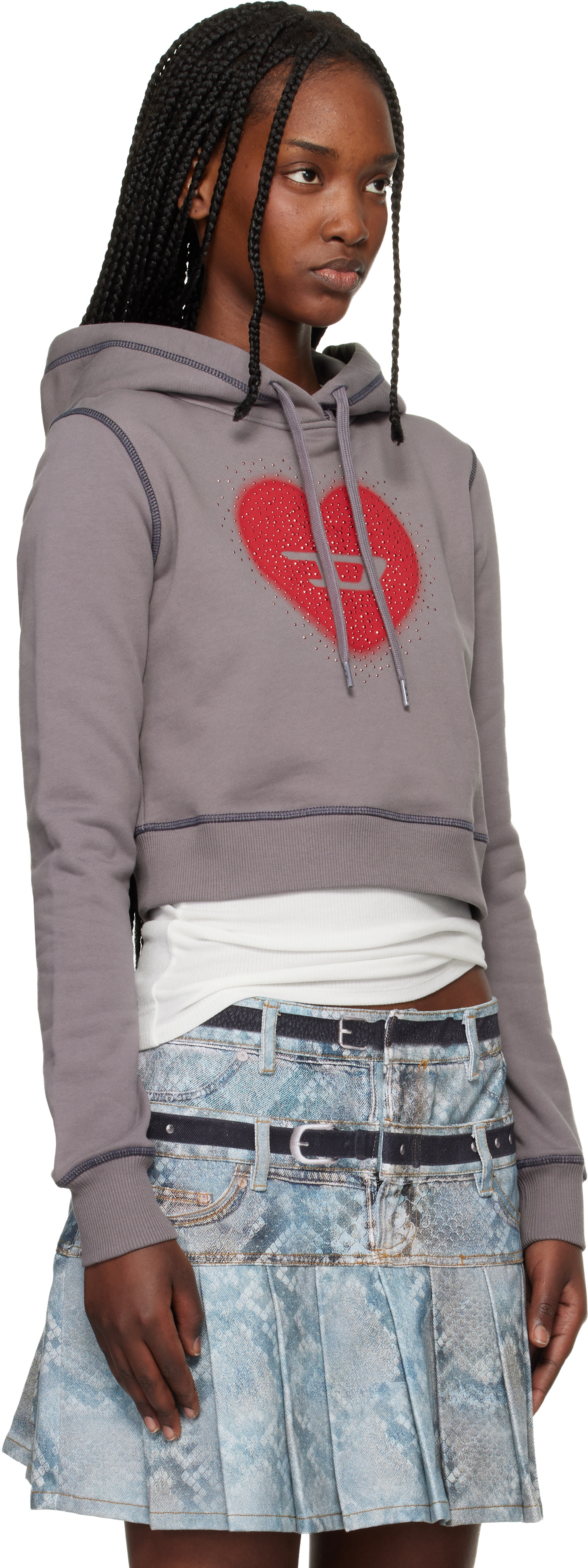 Diesel - Pull à capuche F-Slimmy-S5 gris
