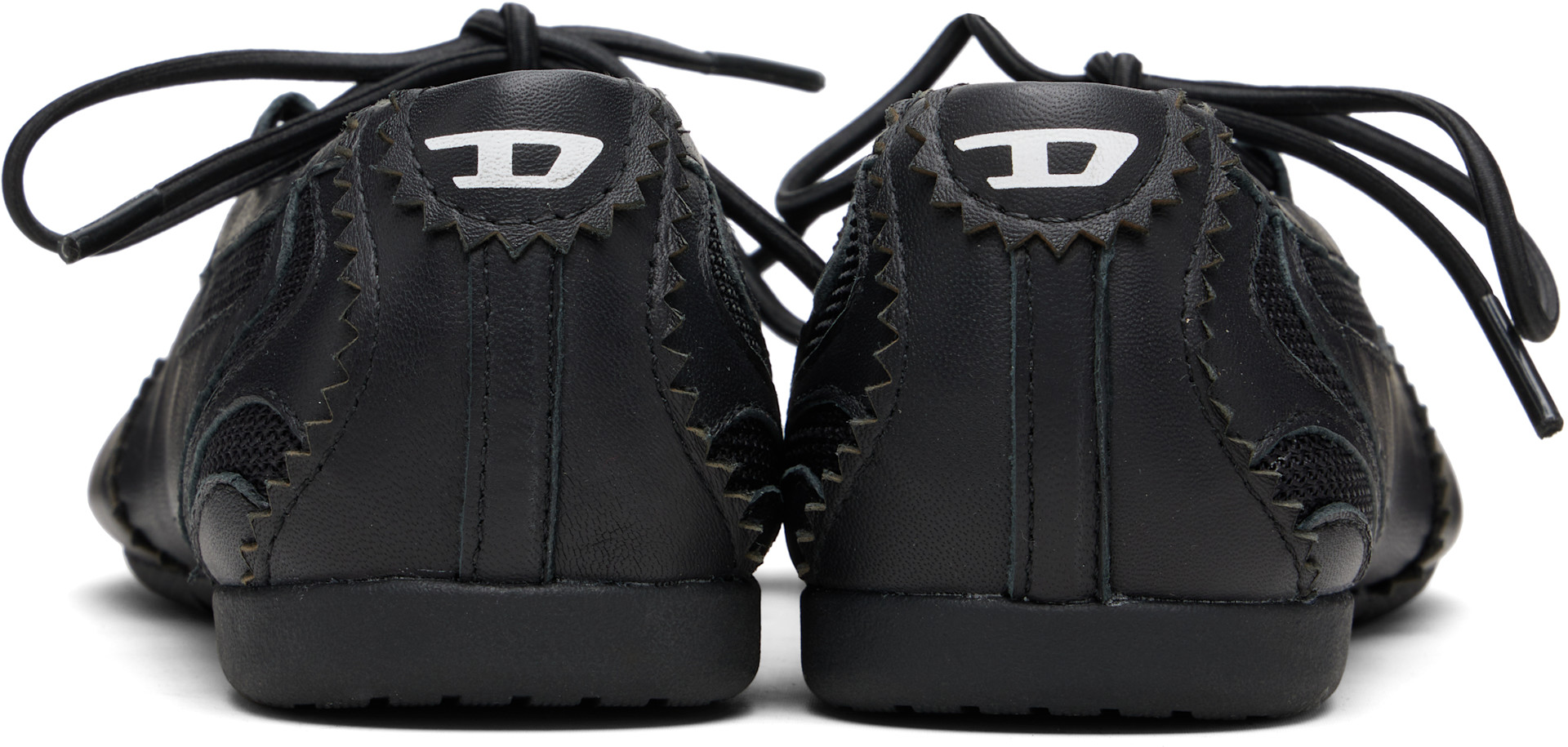 Diesel: Black D-Mile Lace-Up Ballerina Flats | SSENSE