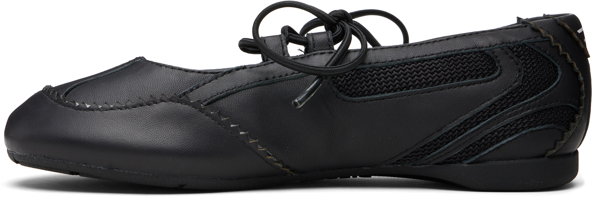 Diesel: Black D-Mile Lace-Up Ballerina Flats | SSENSE United Kingdom
