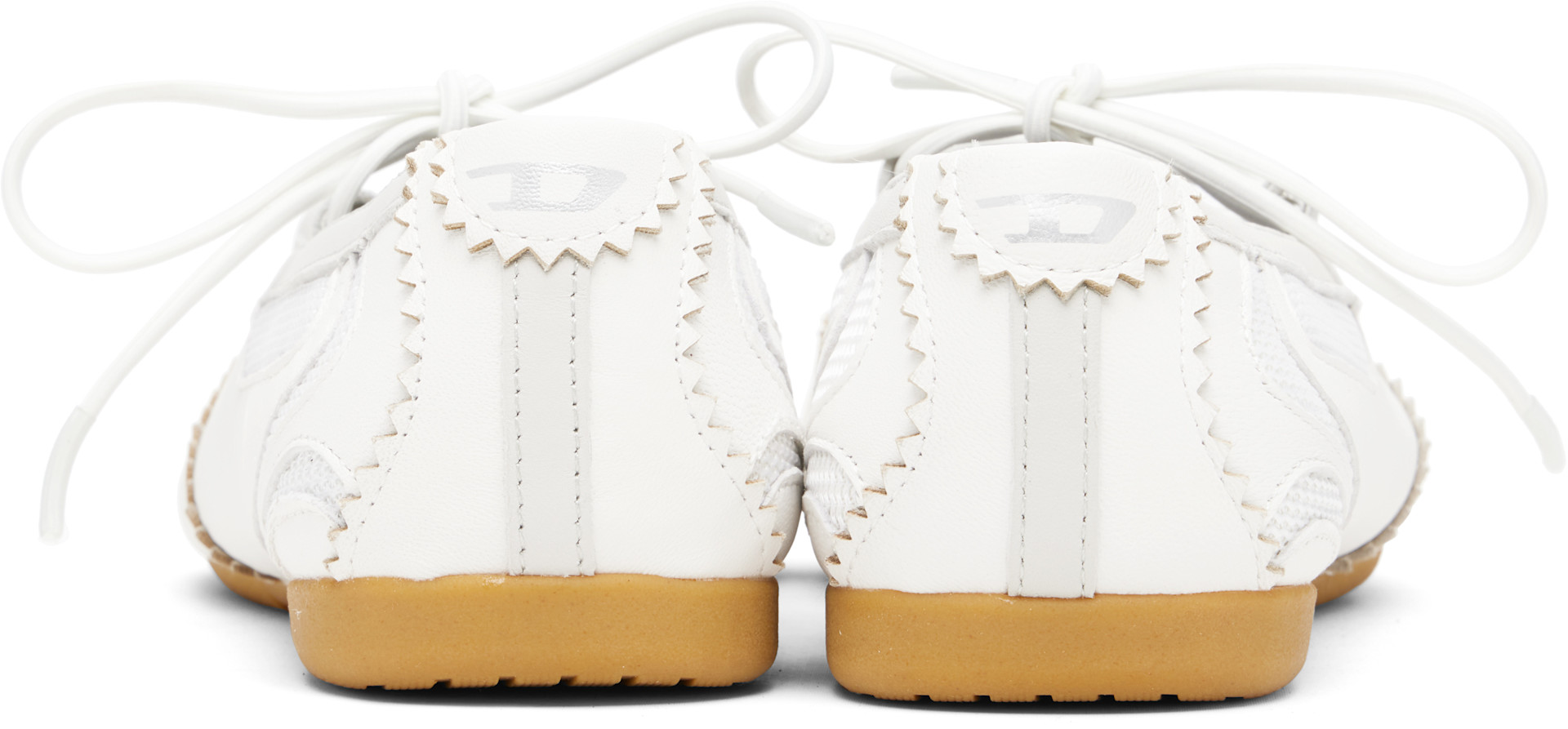 Diesel: White D-Mile Lace-Up Ballerina Flats | SSENSE