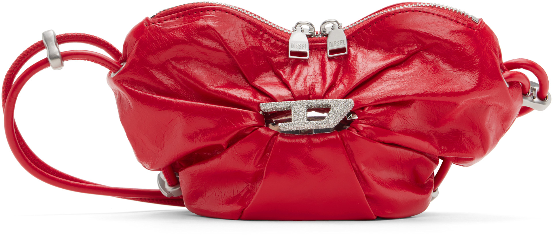 Diesel: Red Scrunch D-Heart Bag | SSENSE Germany