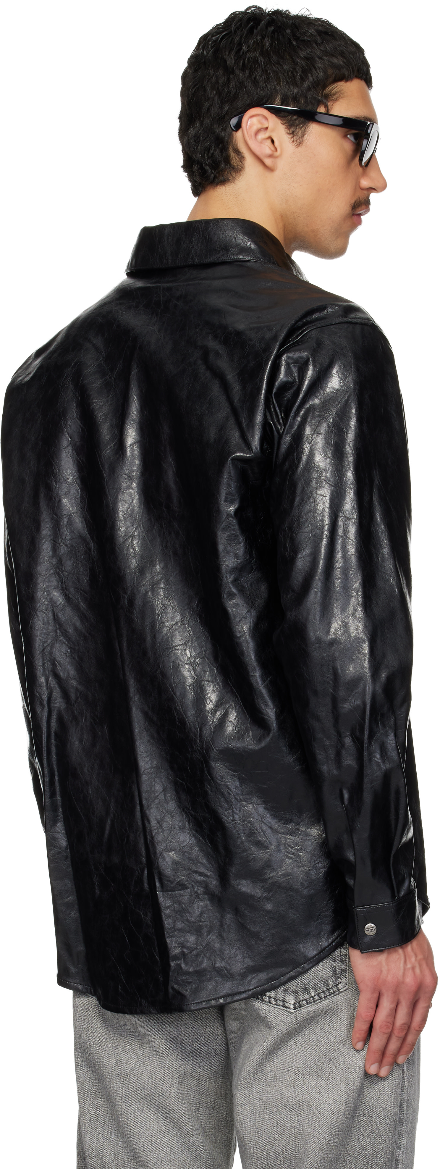 Diesel - Black S-Simply-Qmbu Faux-Leather Shirt