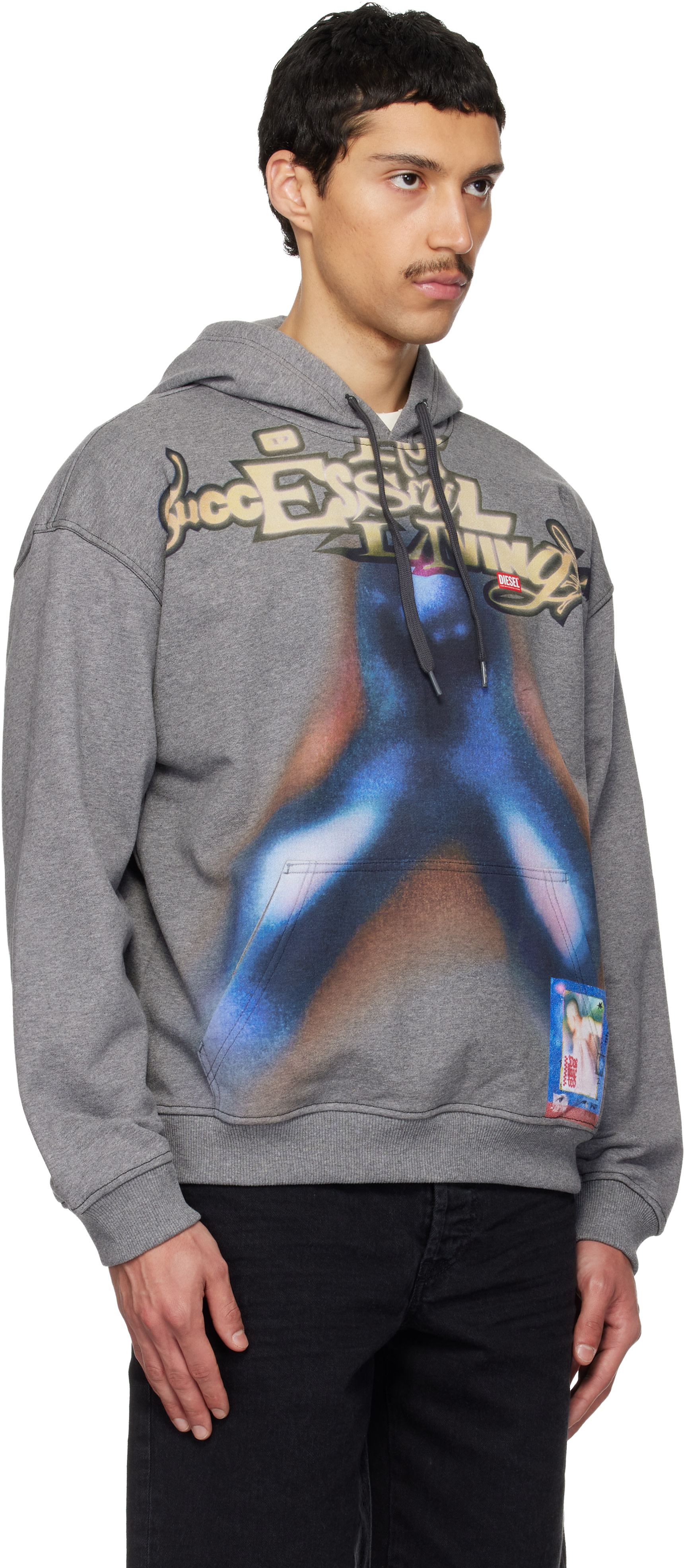 Diesel - Pull à capuche droit V4 gris