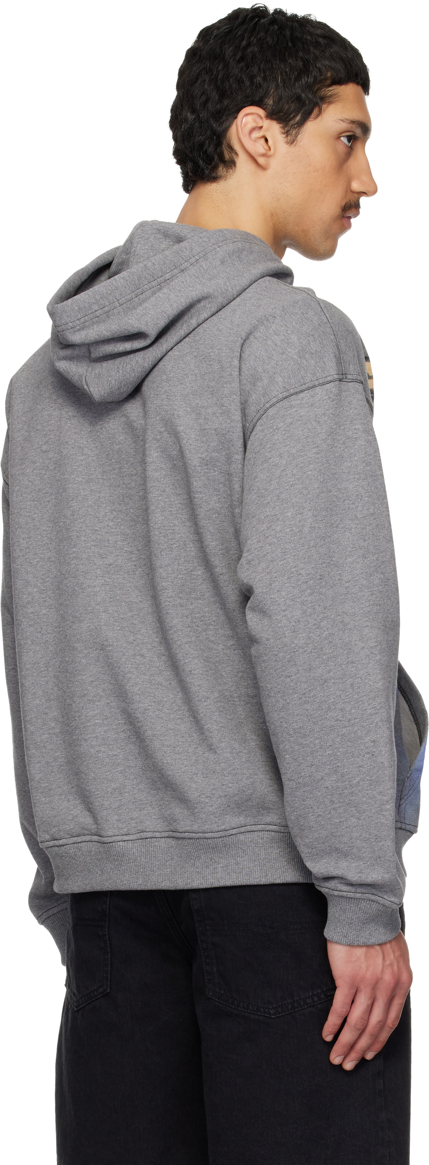 Diesel - Pull à capuche droit V4 gris