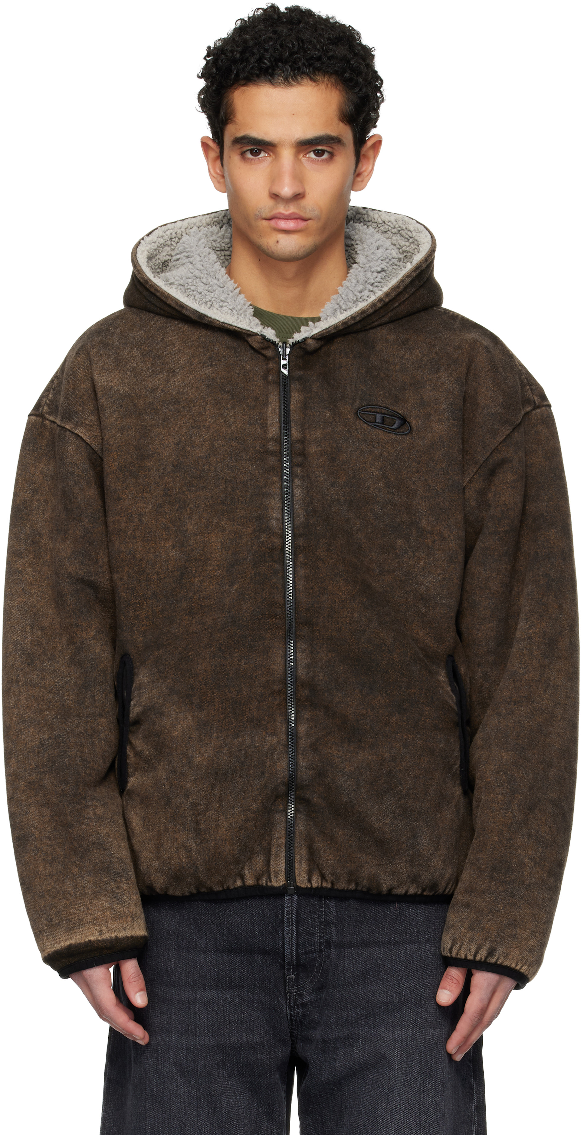 Diesel - Blouson réversible Bryan brun et beige