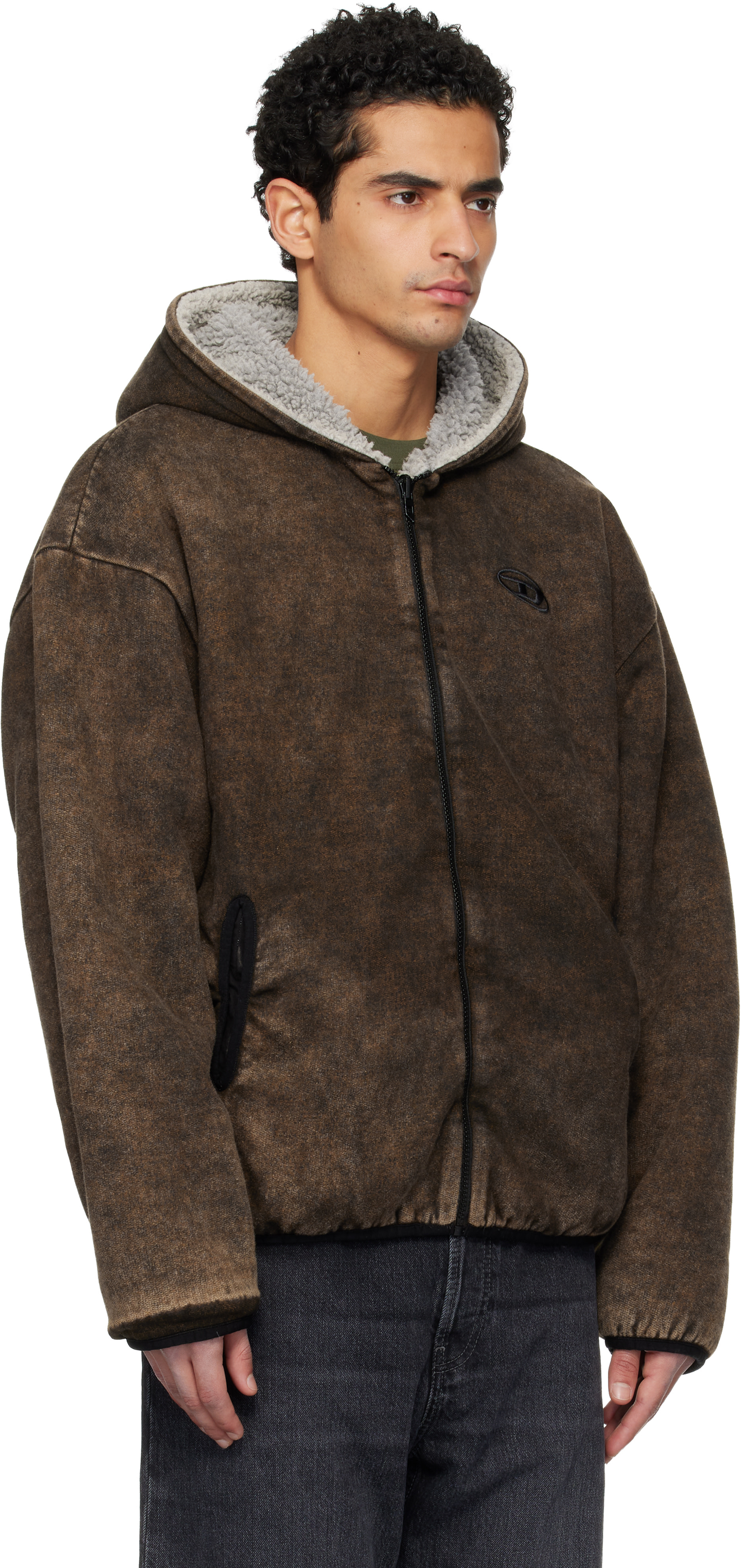 Diesel - Blouson réversible Bryan brun et beige