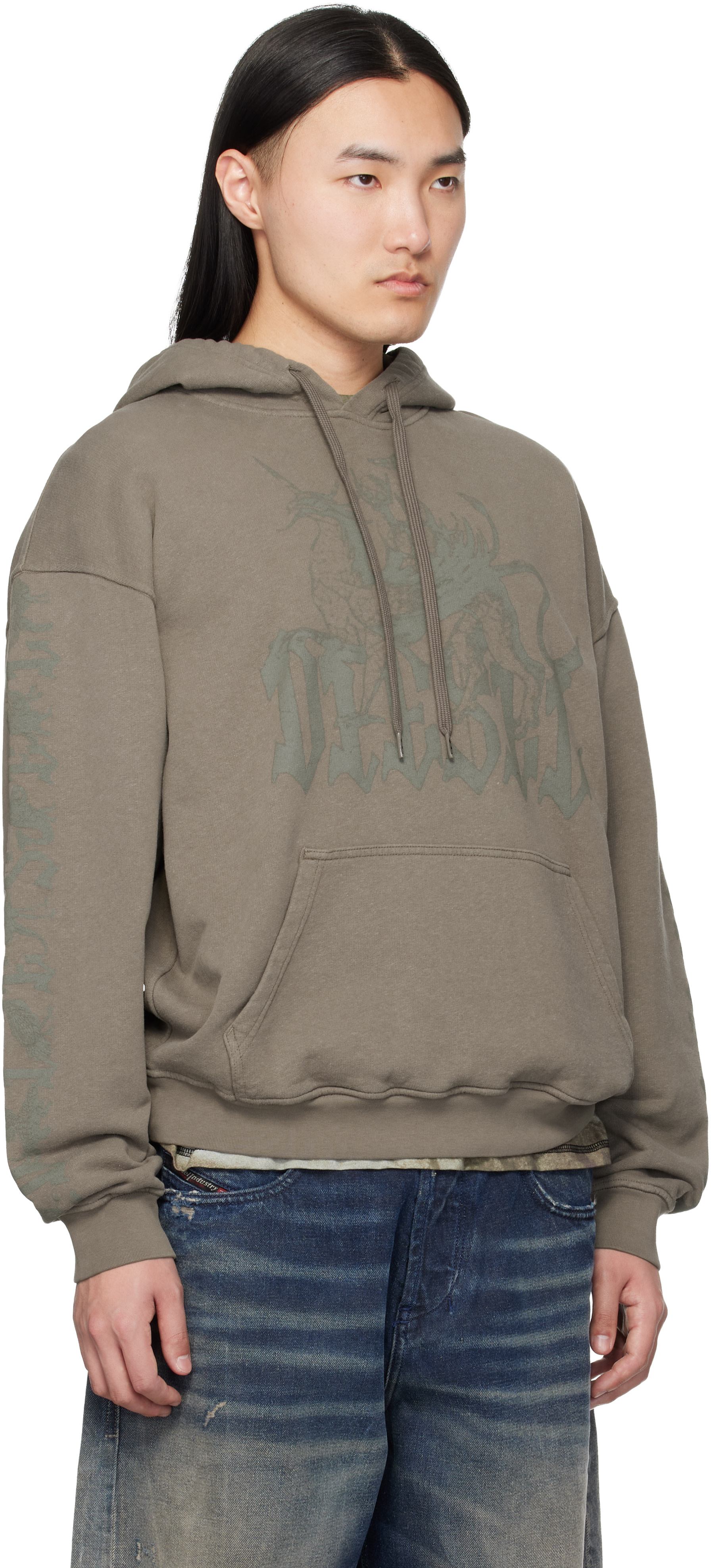 Diesel - Brown Griffin Print Treated Hoodie