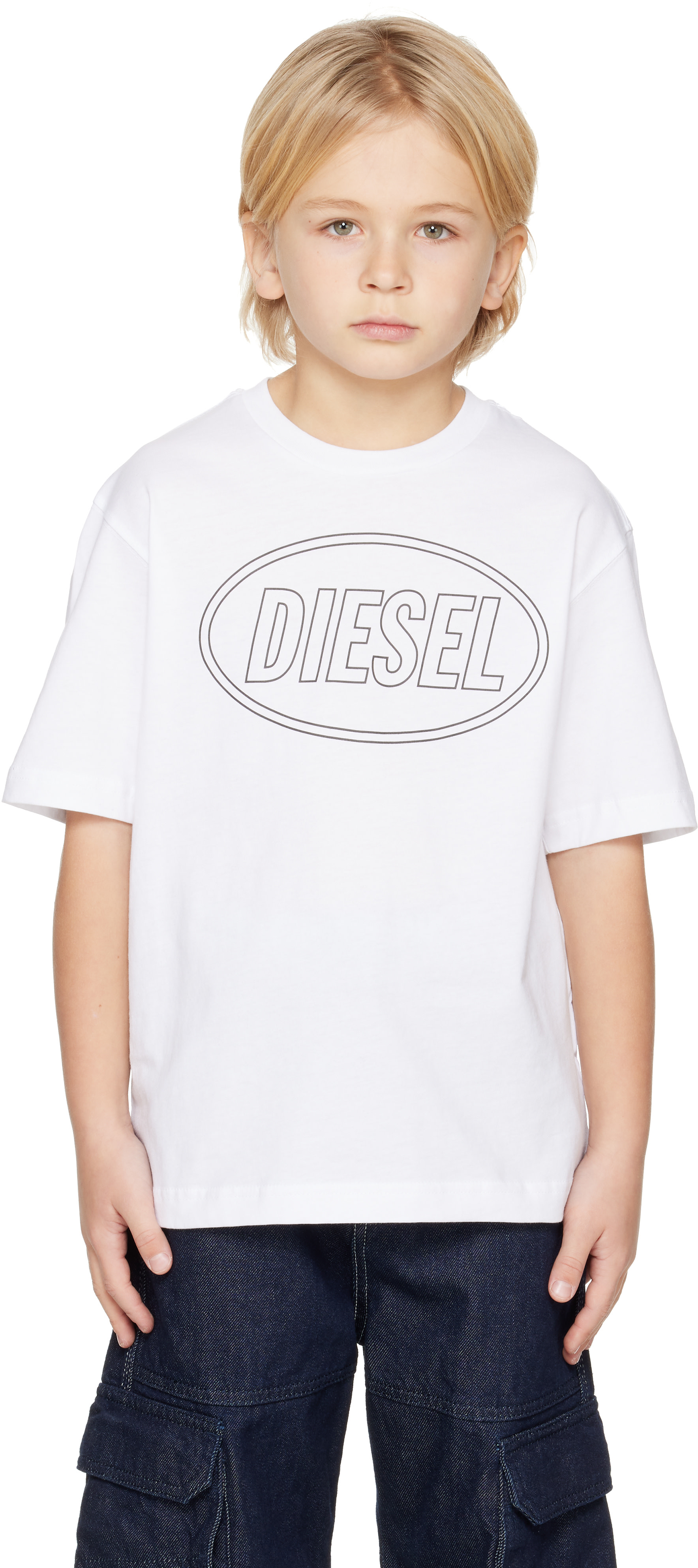 Diesel - 키즈 화이트 서클 오버 티셔츠