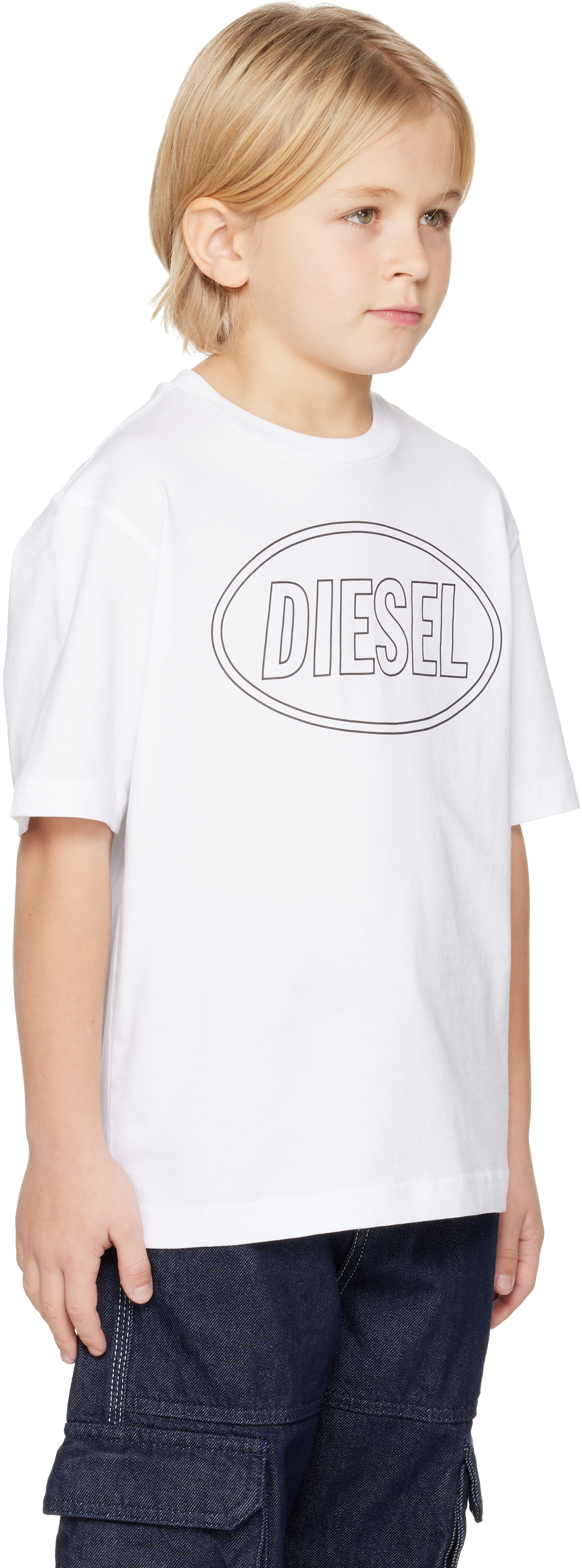 Diesel - 키즈 화이트 서클 오버 티셔츠