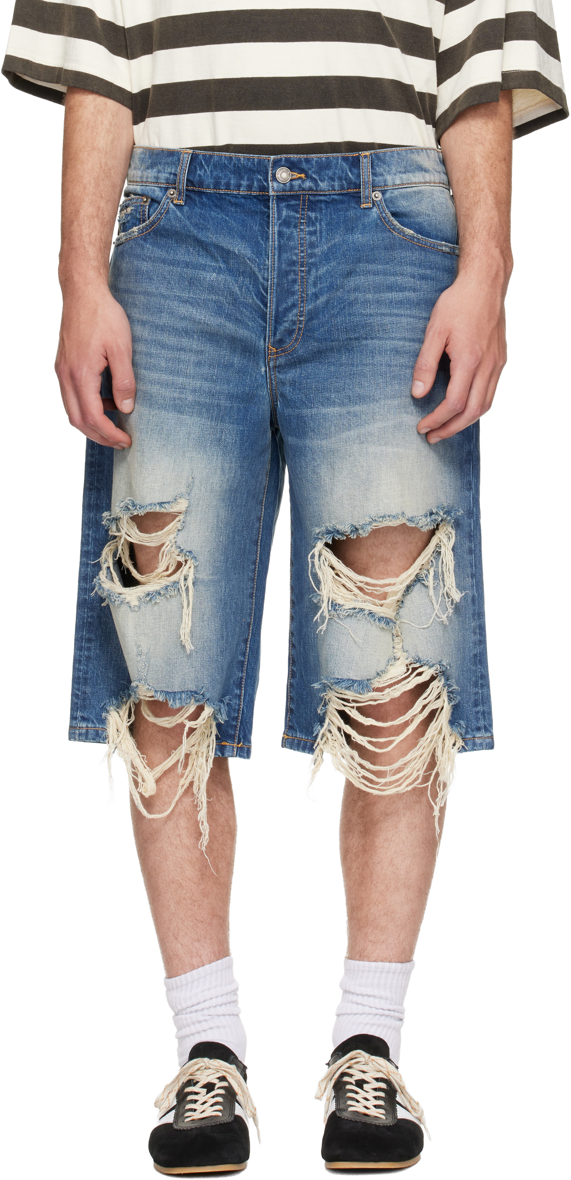COÛT DE LA LIBERTÉ: Blue Zander Crispy Baggy Denim Shorts | SSENSE