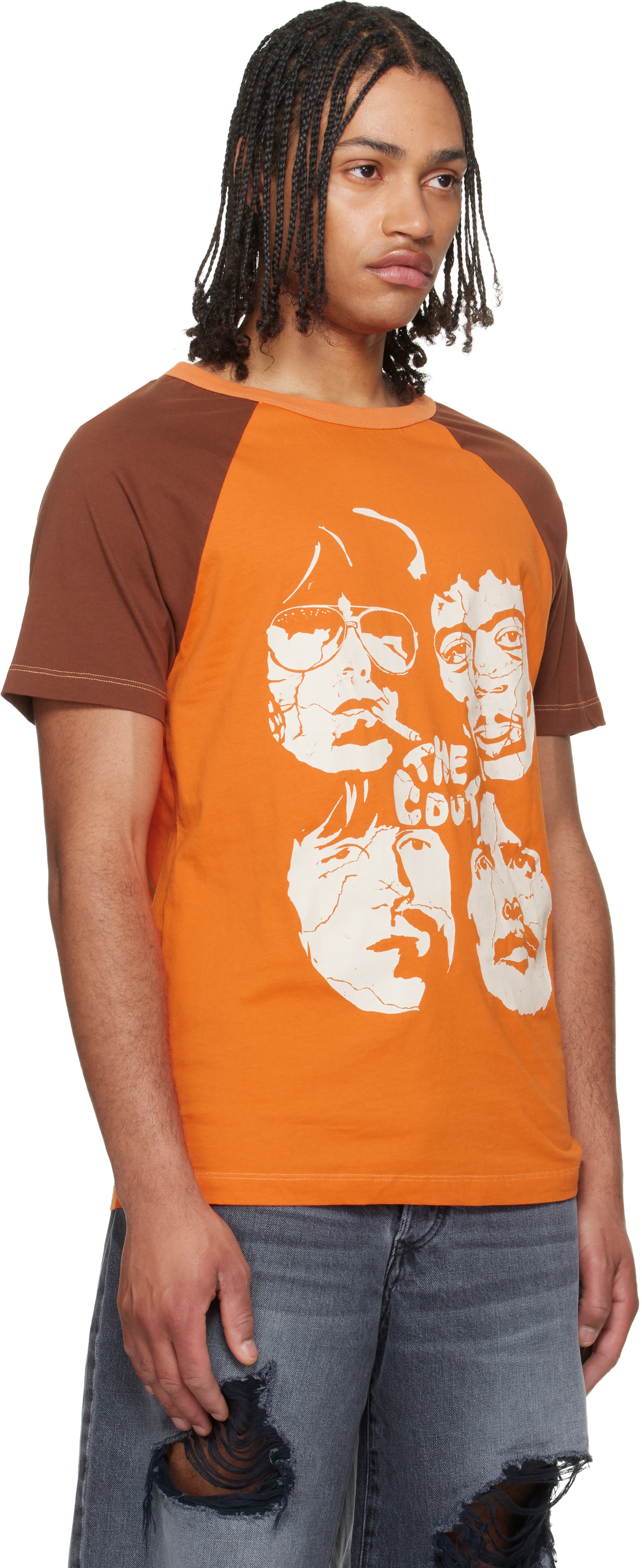 COÛT DE LA LIBERTÉ: Orange Ty Cout Raglan Colorblock Print T-shirt