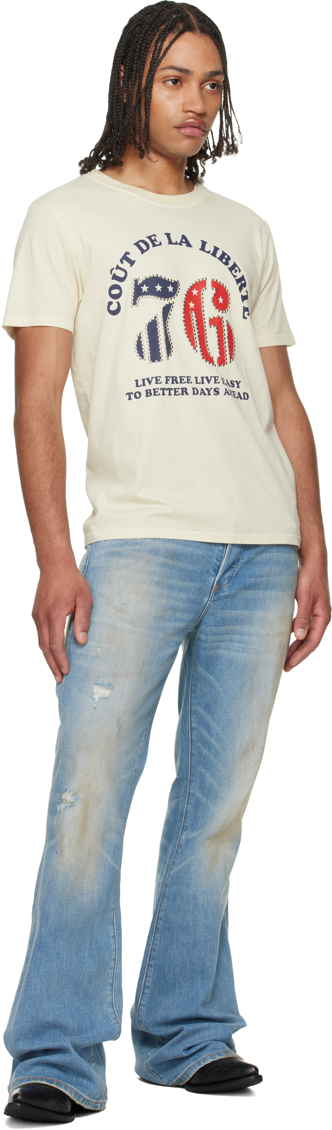 COÛT DE LA LIBERTÉ: オフホワイト Sammy 'CDLL 76' Embellished S/S T