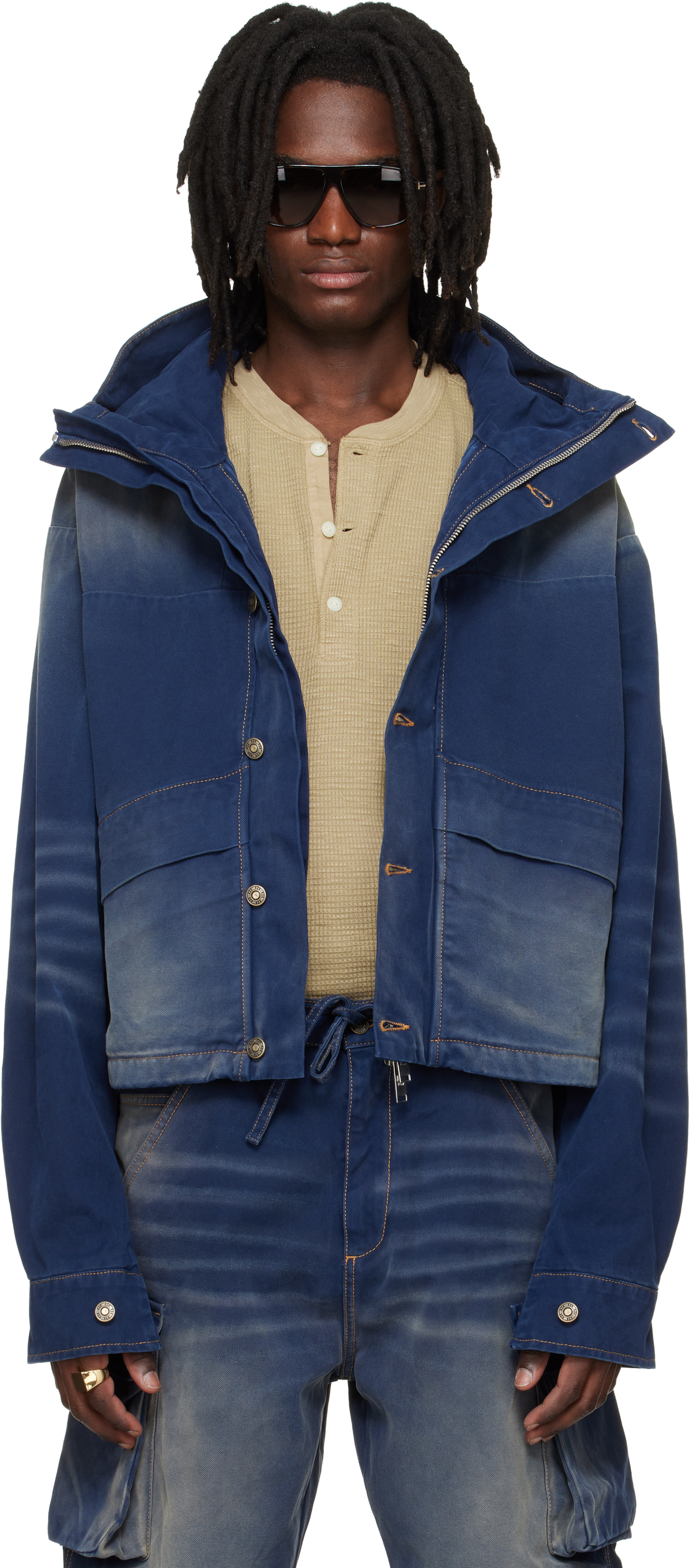 424 - Parka écourté bleu marine