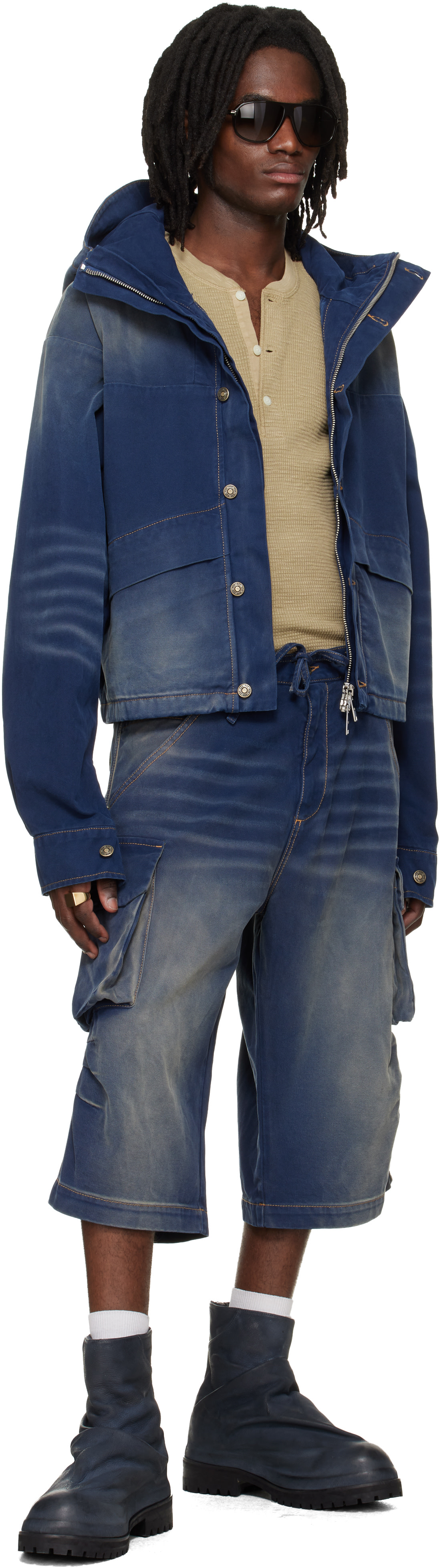 424 - Parka écourté bleu marine
