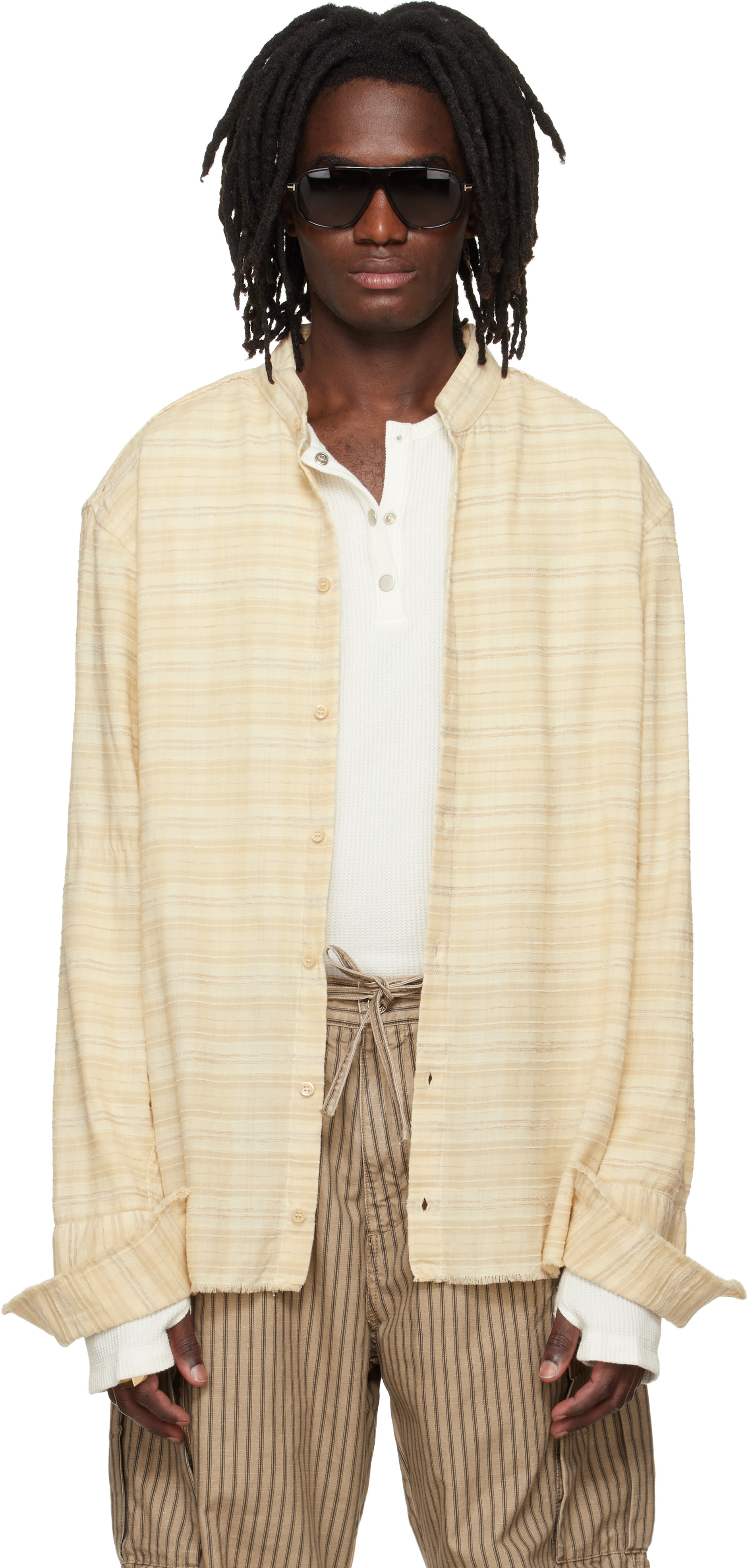 424: Beige Flannel Shirt | SSENSE