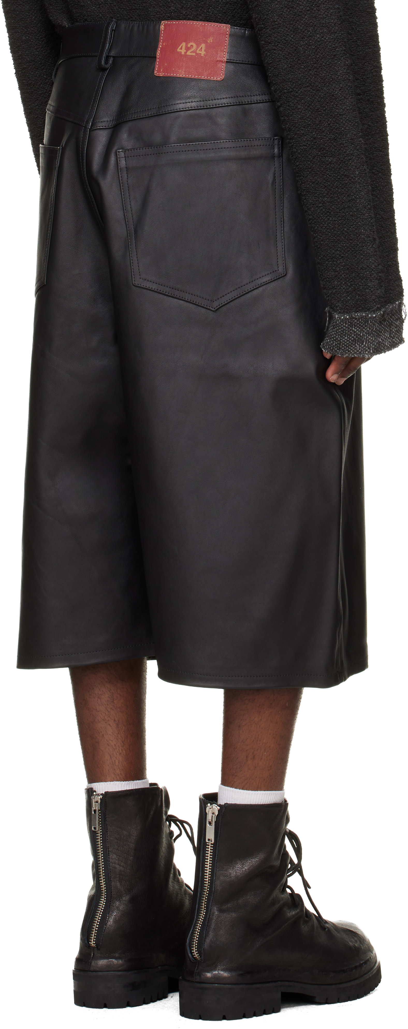 424 - Black Big Daddy Leather Shorts