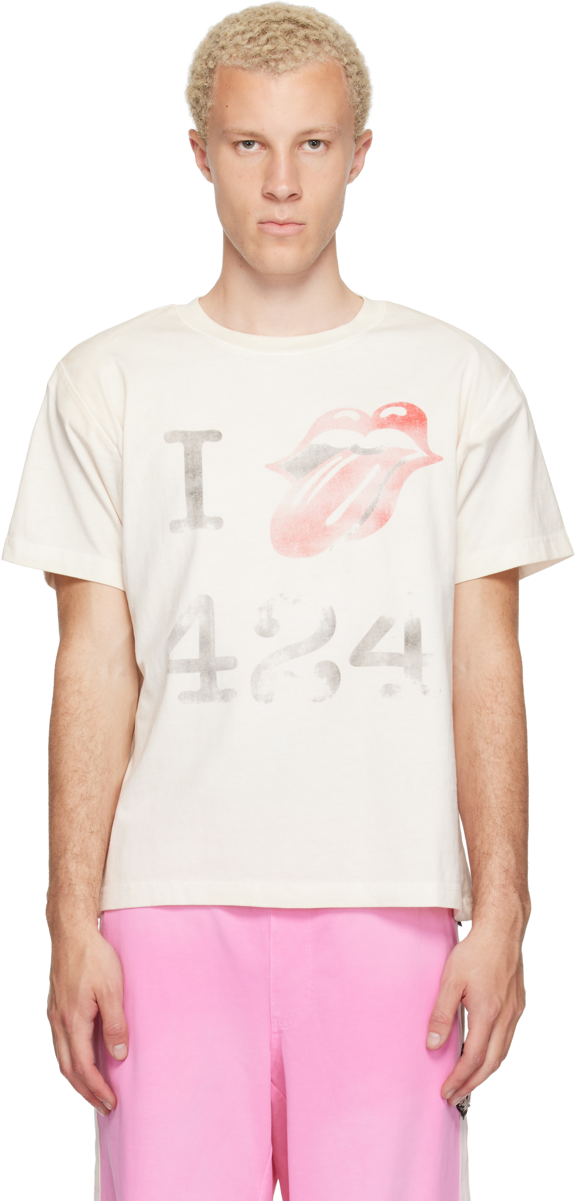 424: オフホワイト 'I Love 424' Tongue Tシャツ | SSENSE 日本