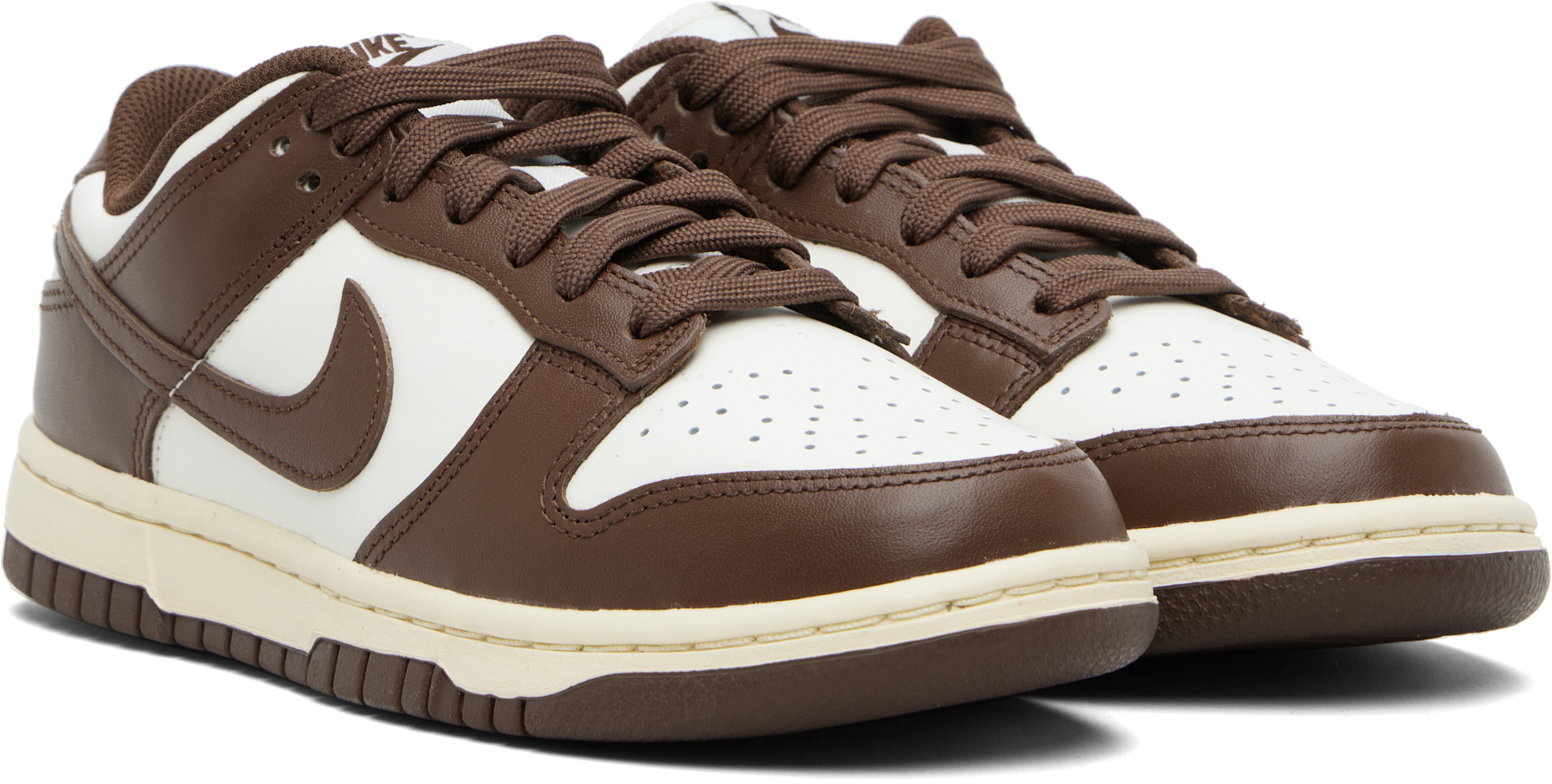 Nike - Baskets basses Dunk blanc cassé et brun