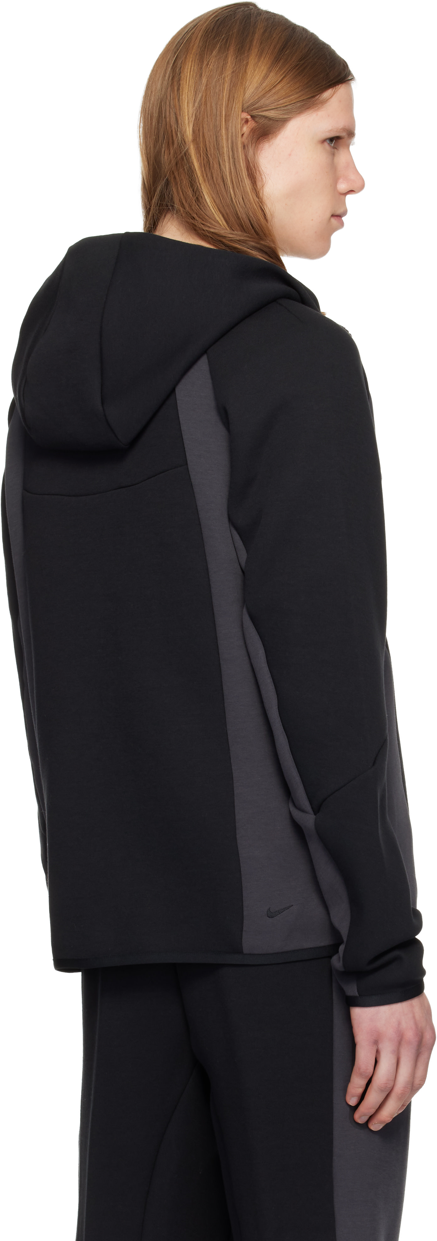 Nike - Pull à capuche Windrunner noir et gris en molleton technique à glissière