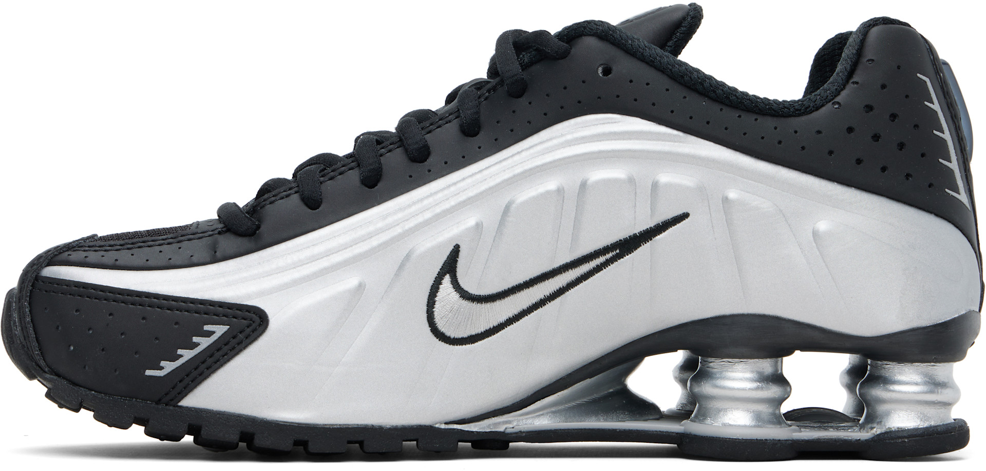 Nike: Black & Silver Shox R4 Sneakers | SSENSE Canada