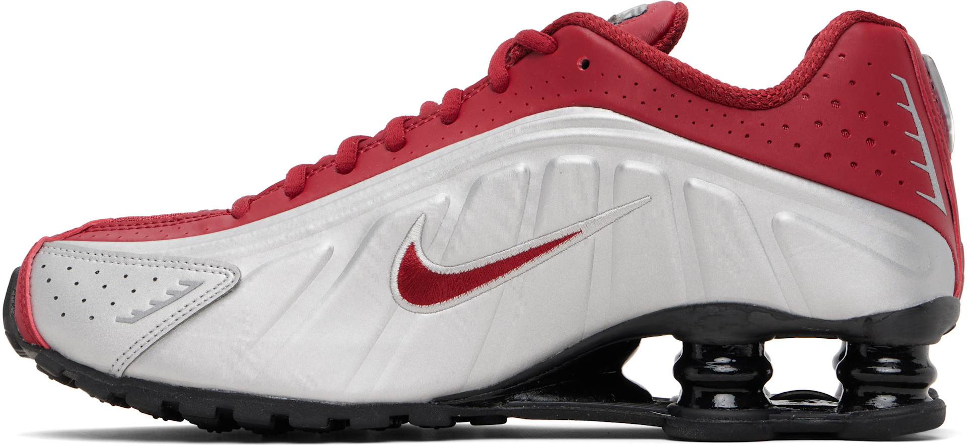Nike: Red & Silver Shox R4 Sneakers | SSENSE