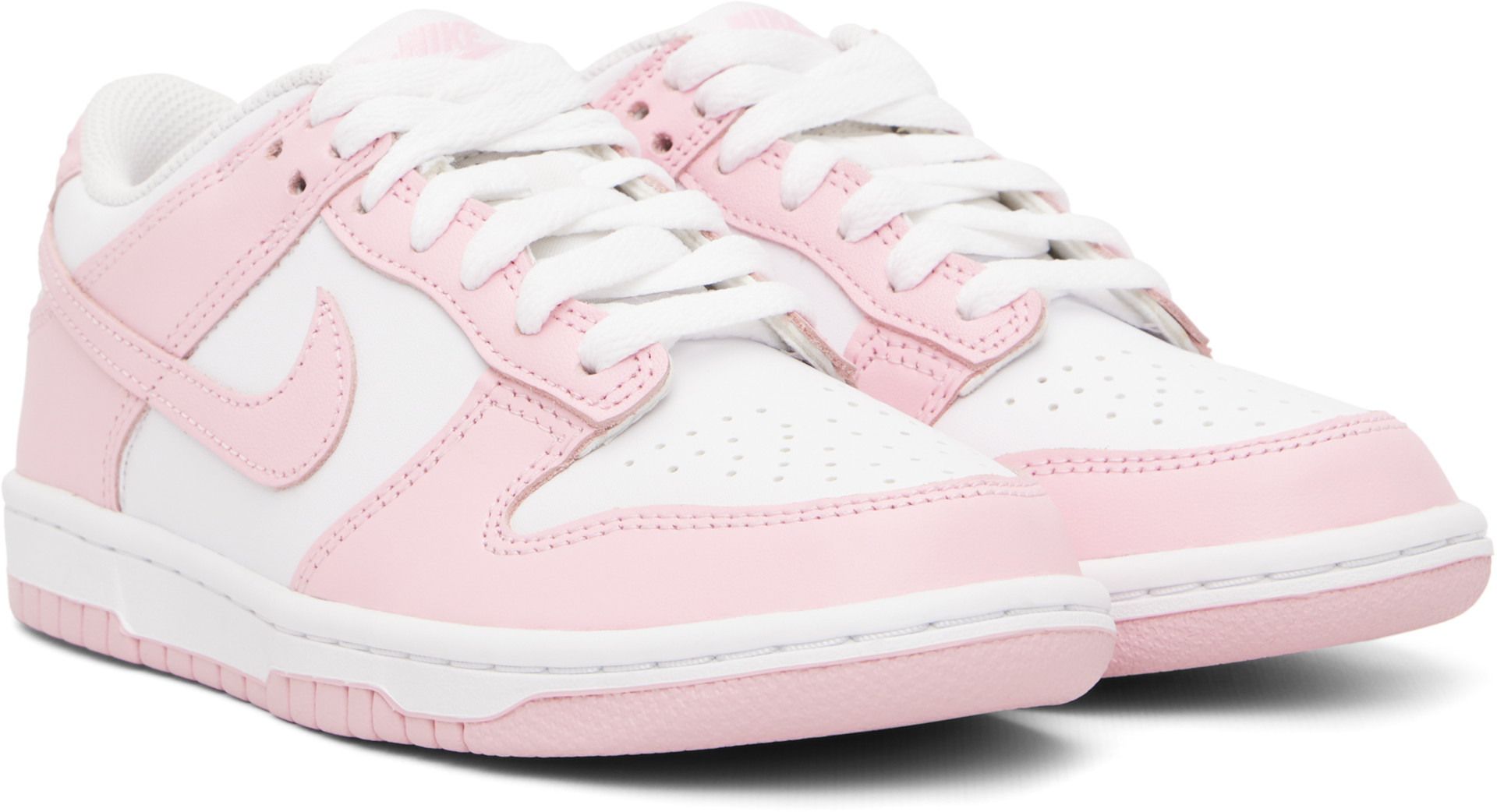 Nike: リトルキッズ｜ピンク＆ホワイト Dunk Low スニーカー | SSENSE 日本