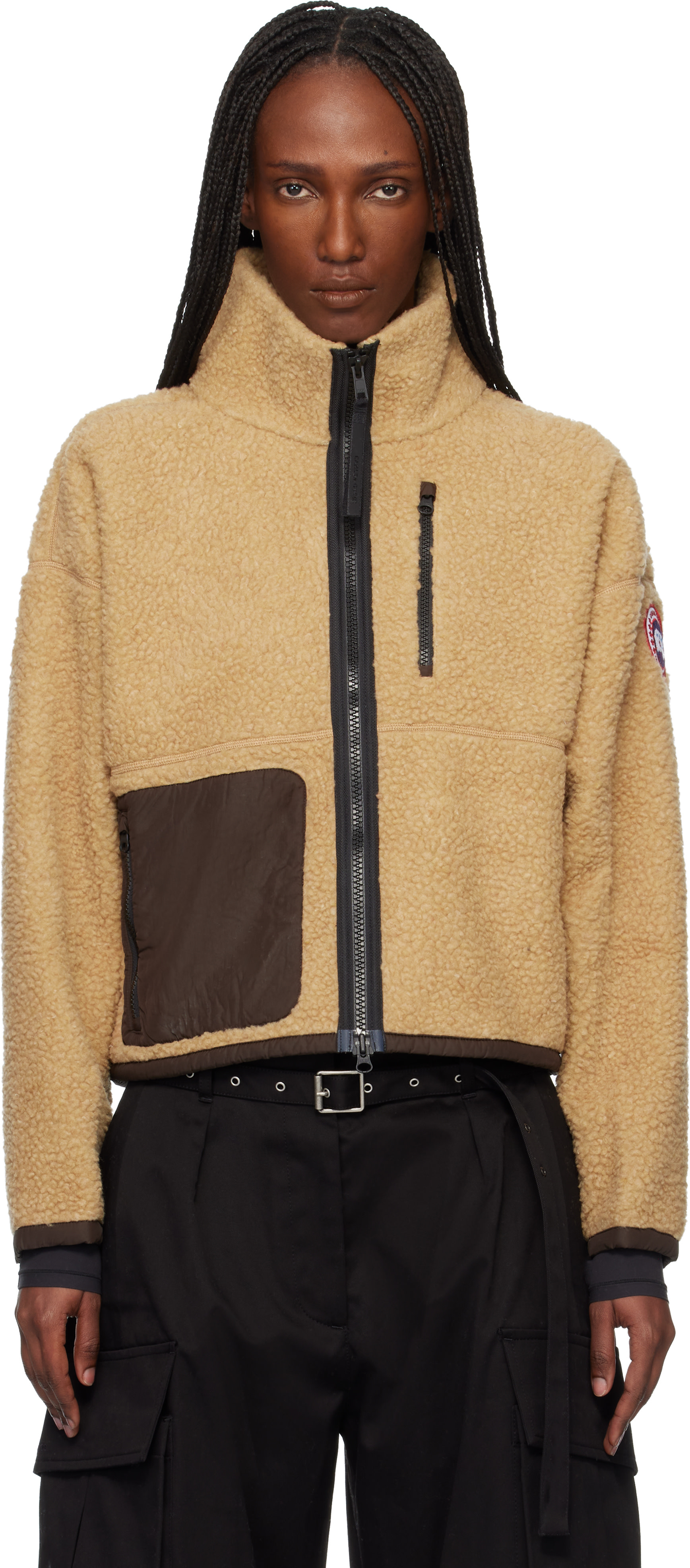 Canada Goose - Blouson Simcoe beige en molleton à glissière