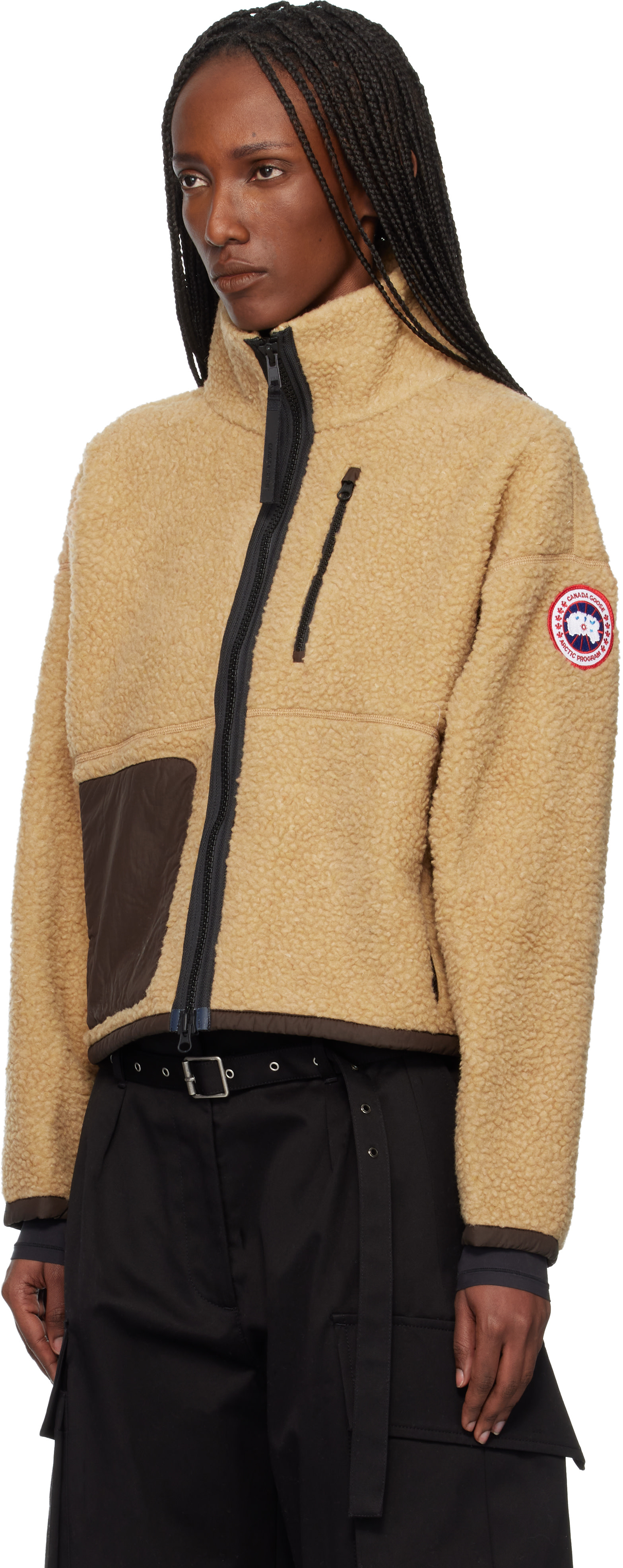 Canada Goose - Blouson Simcoe beige en molleton à glissière