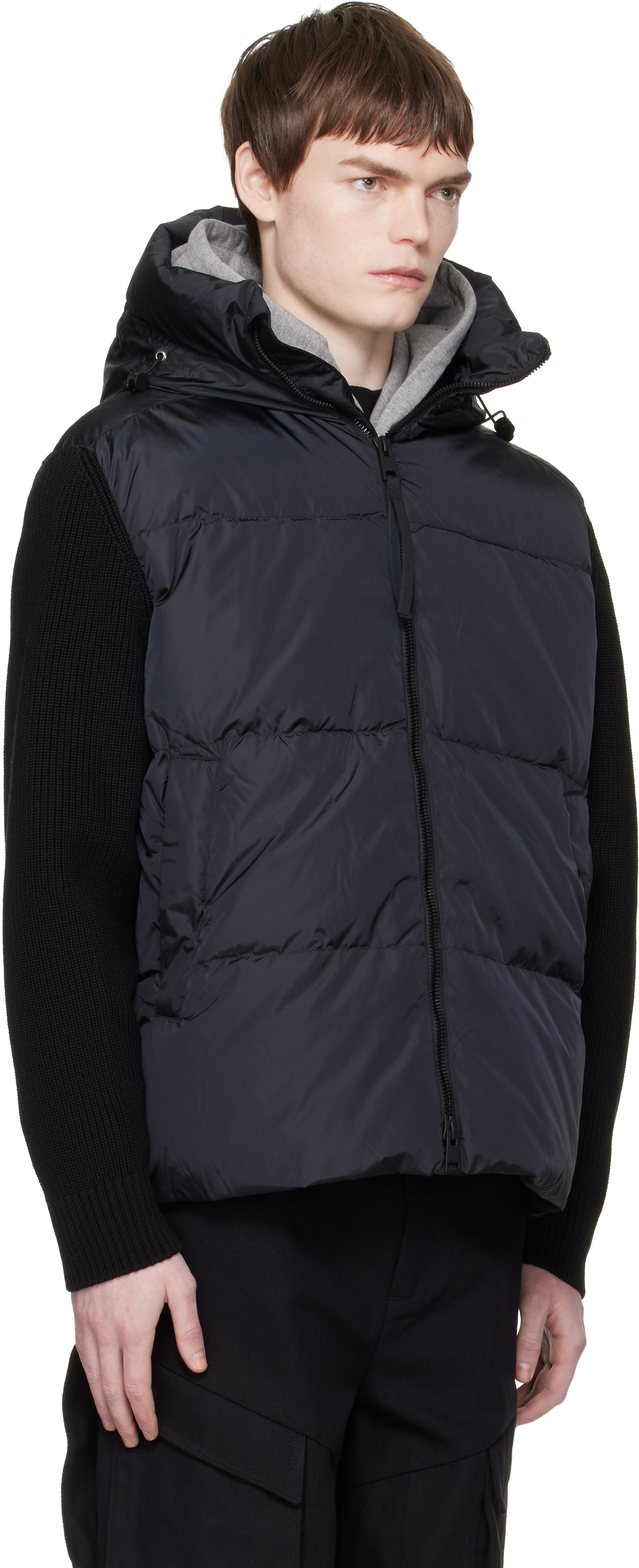 ジャケット・アウター   HyBridgeR Grove Knit Hoodie Canada Goose: Black HyBridge Grove Knit Hoodie Down Jacket | SSENSE
