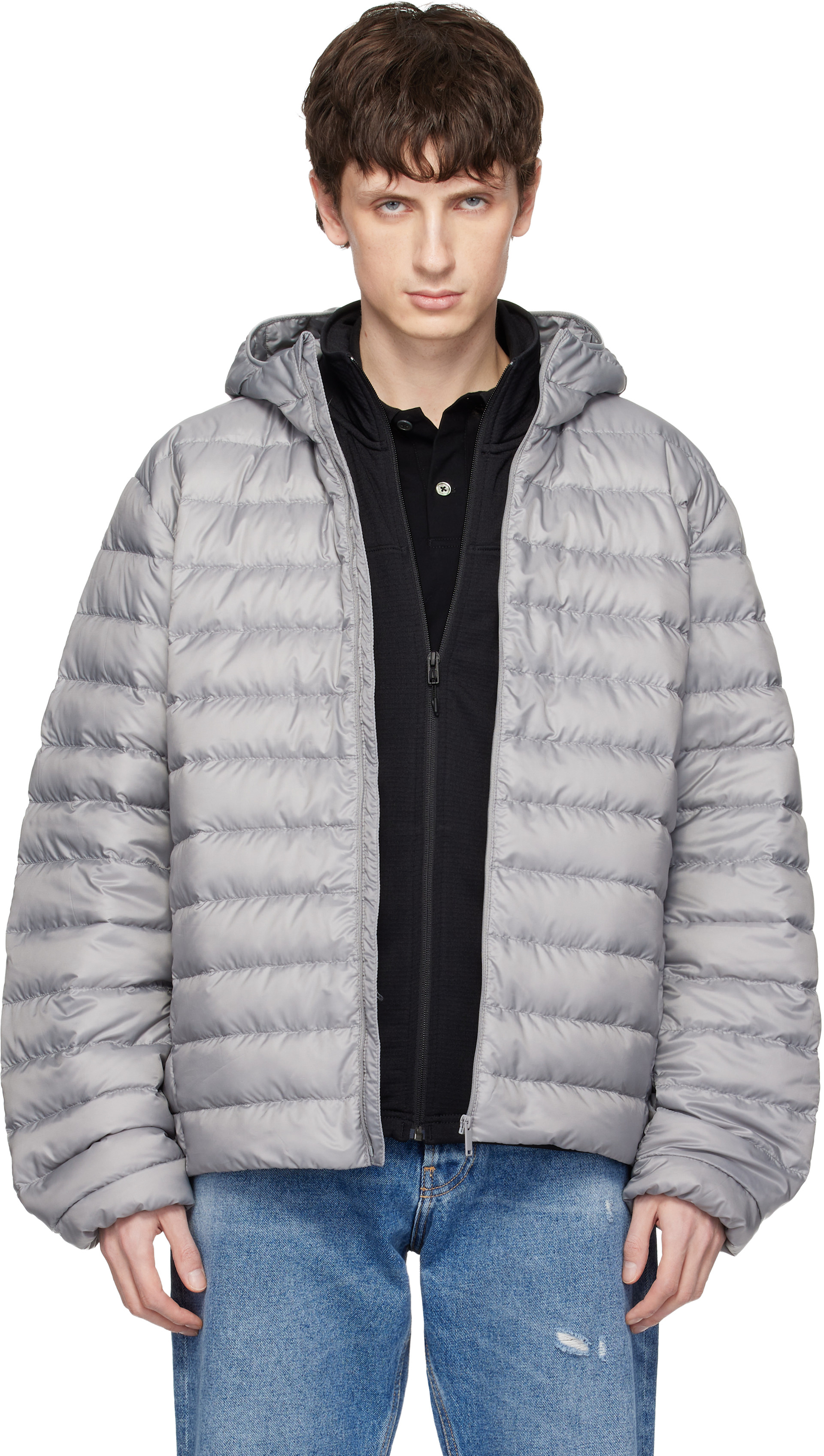 Canada Goose - 그레이 토날 라벨 스트라투스 다운 재킷