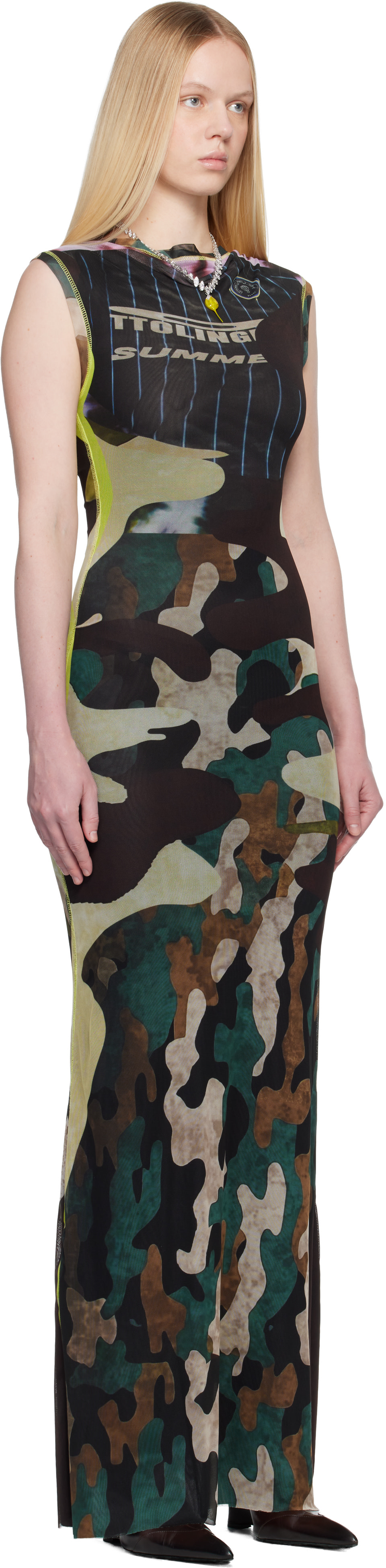 Ottolinger: Multicolor Camo Mesh Maxi Dress | SSENSE Puerto Rico Ottolinger: Multicolor Camo Mesh Maxi Dress | SSENSE Puerto Rico