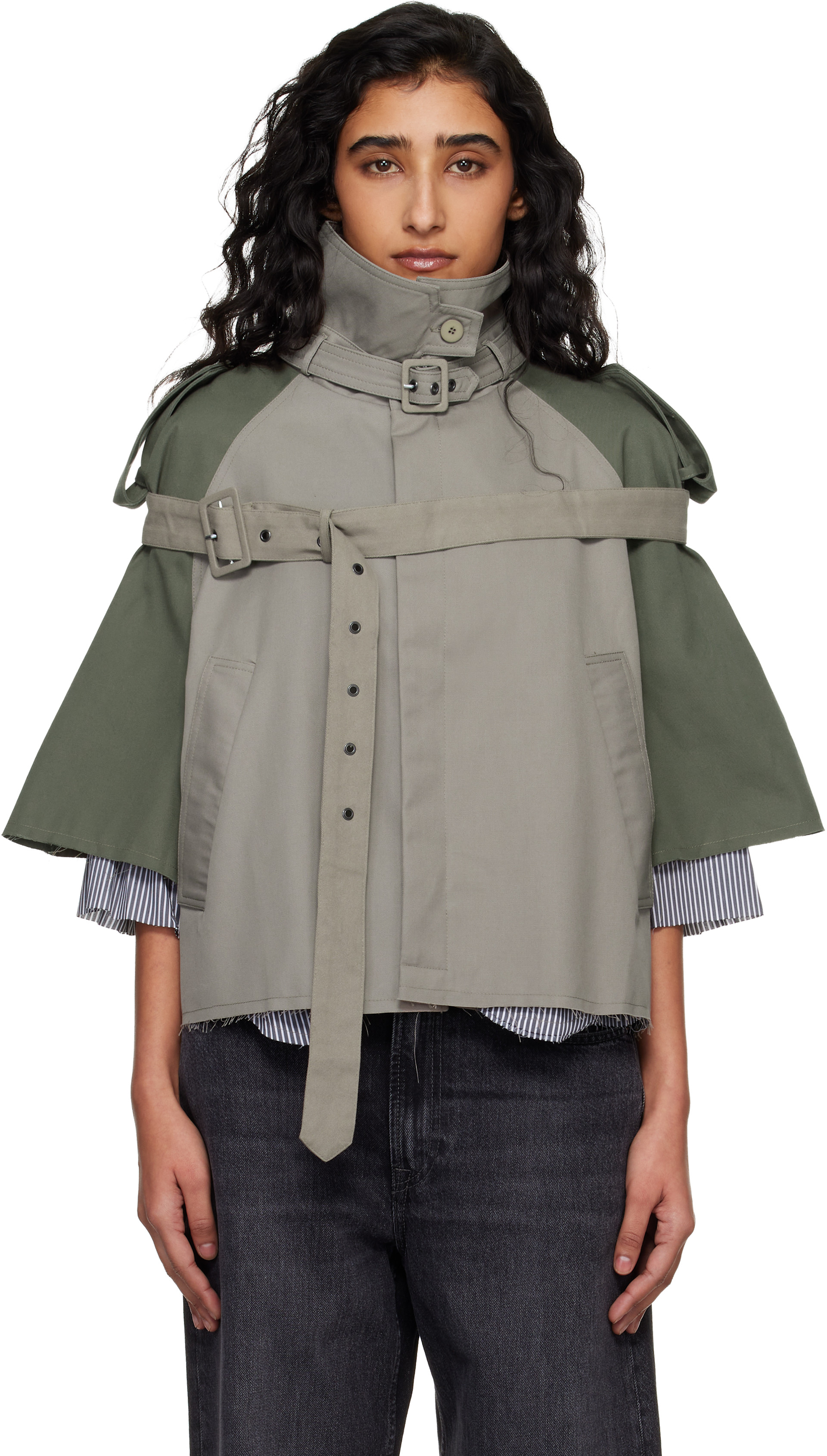 Ottolinger - Beige & Khaki Chopped Trench Jacket