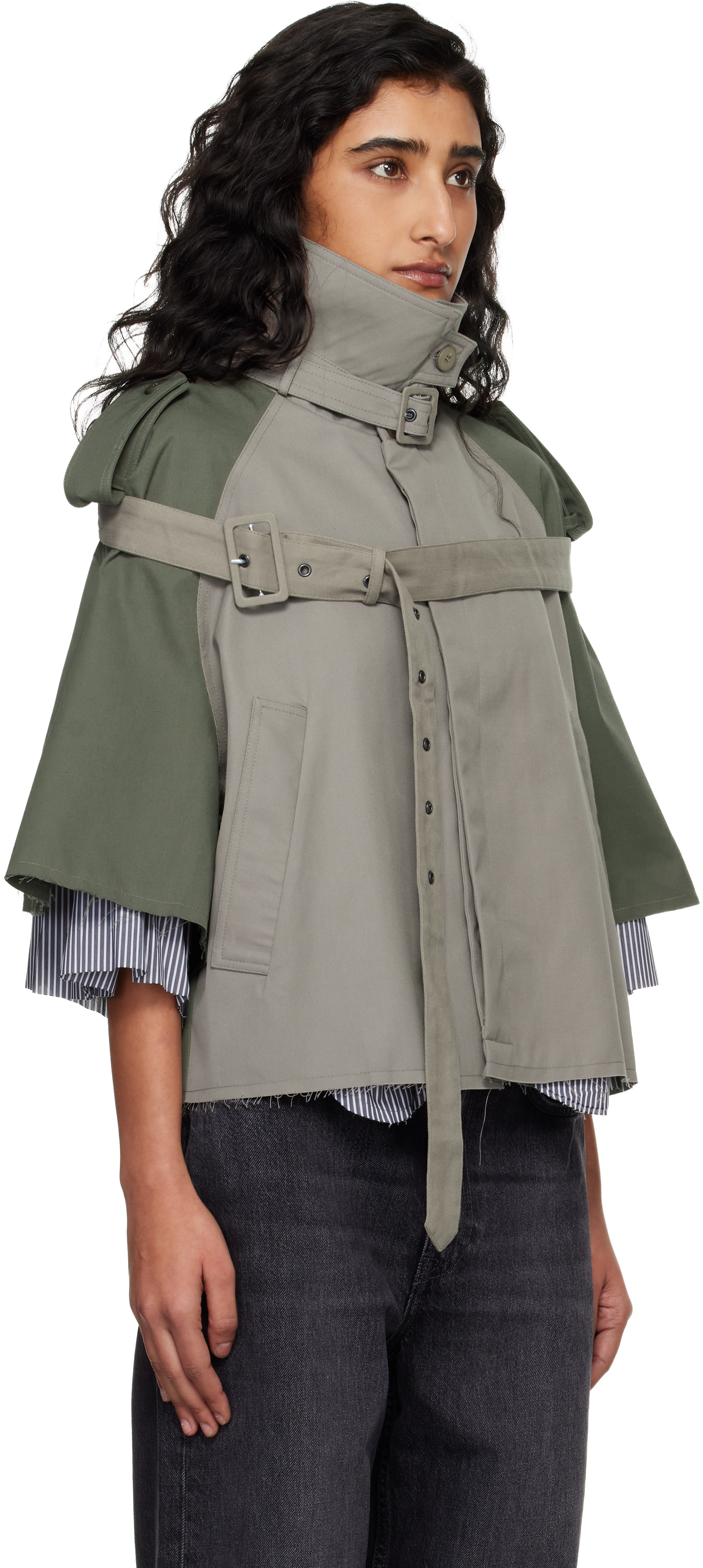 Ottolinger - Beige & Khaki Chopped Trench Jacket