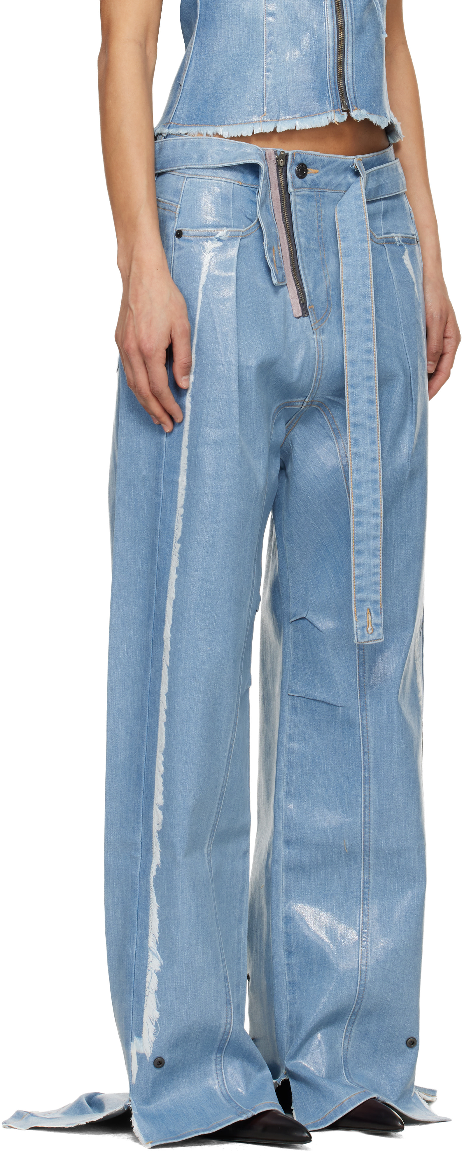 Ottolinger - Jean ample bleu enduit