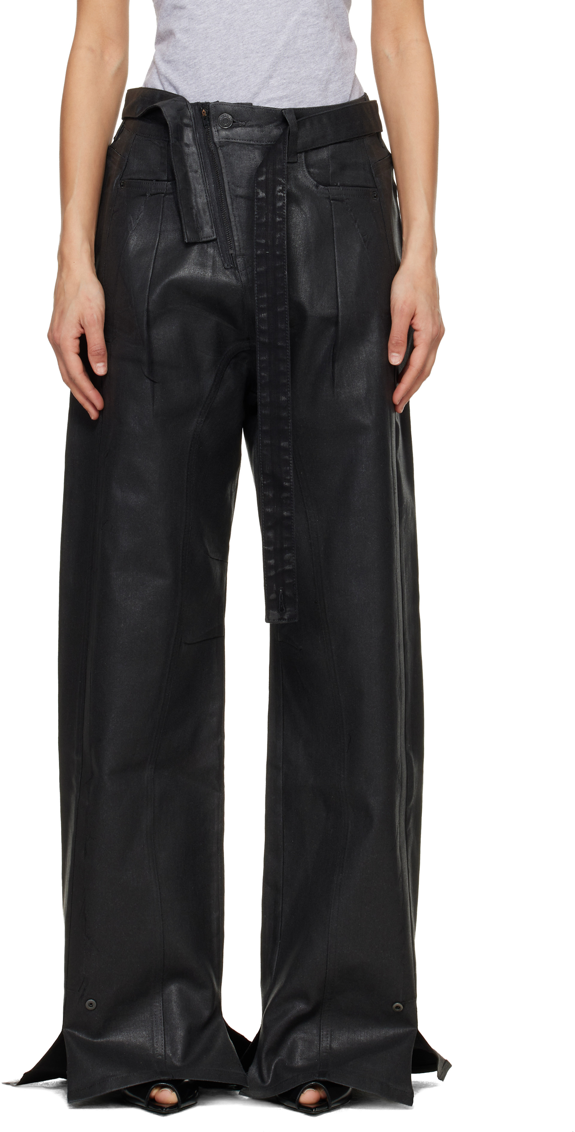 Ottolinger - Jean ample noir enduit