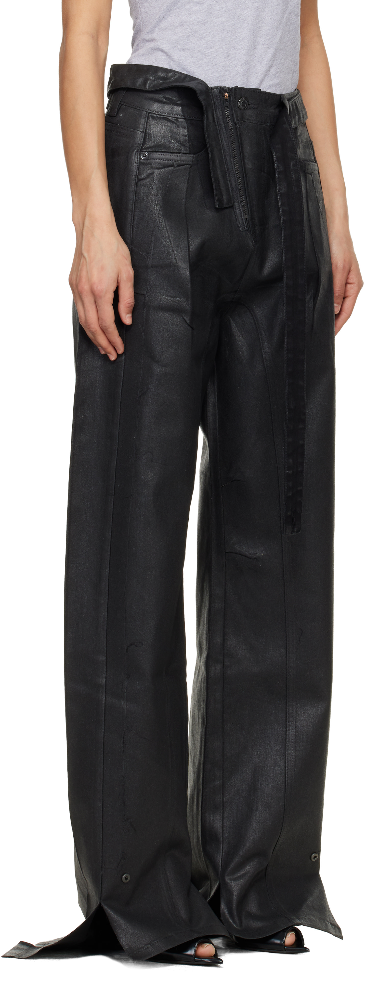 Ottolinger - Jean ample noir enduit