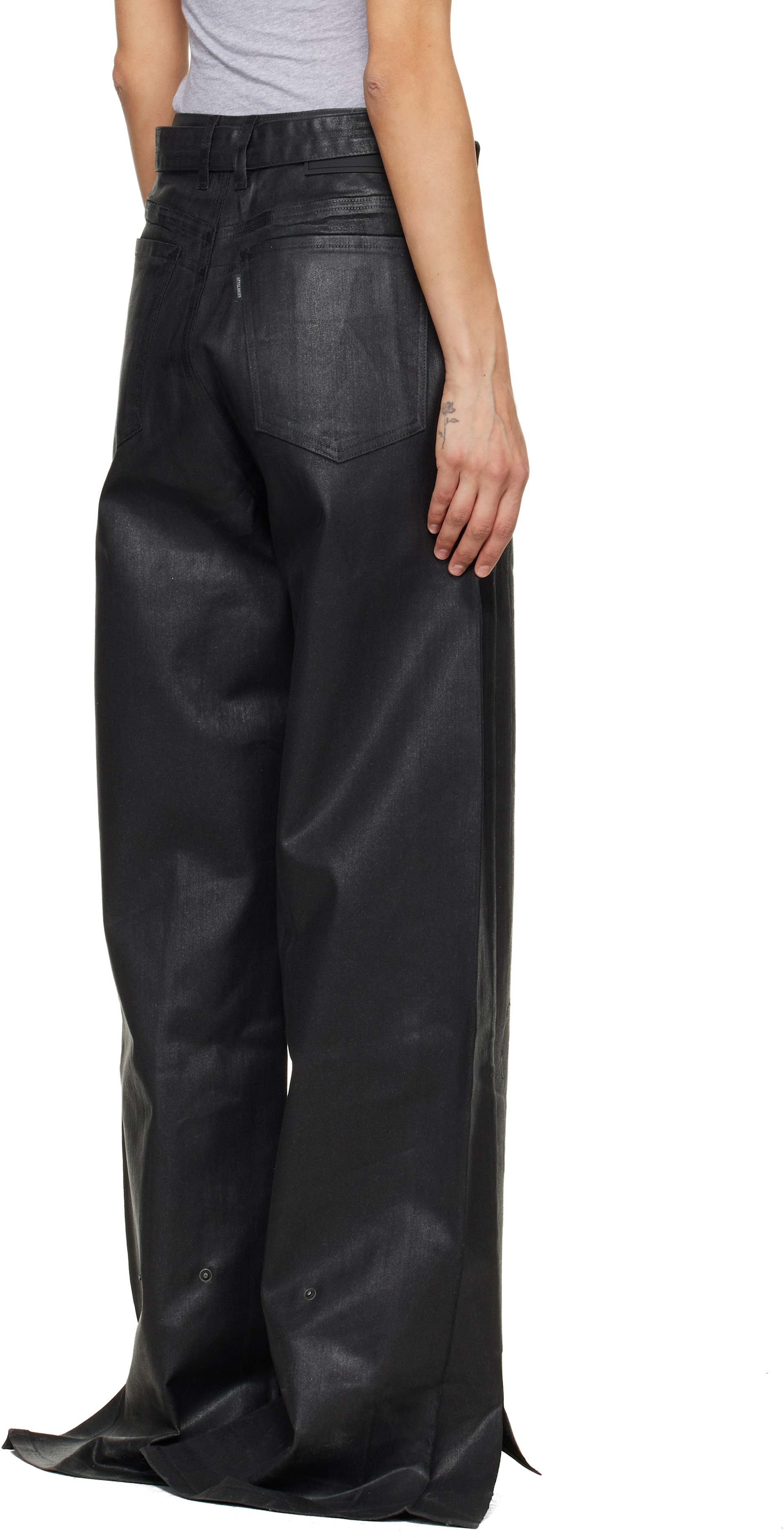 Ottolinger - Jean ample noir enduit