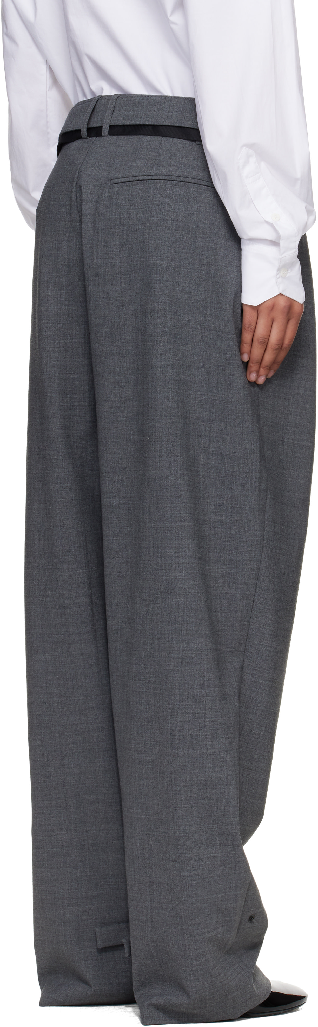 Ottolinger - Pantalon de complet ample gris à sangles
